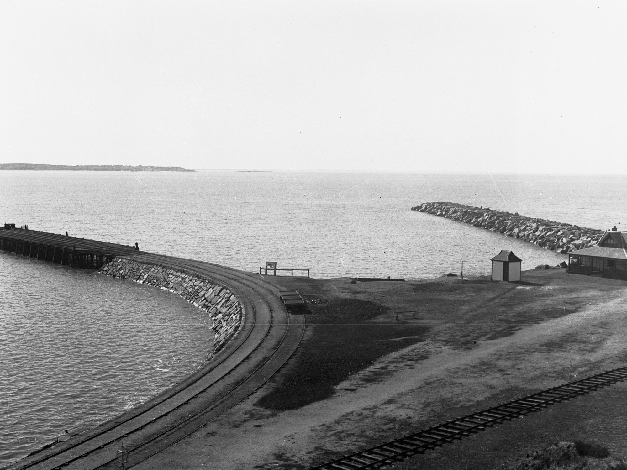 Granite Island, Victor Harbor, showing old railway track to kiosk