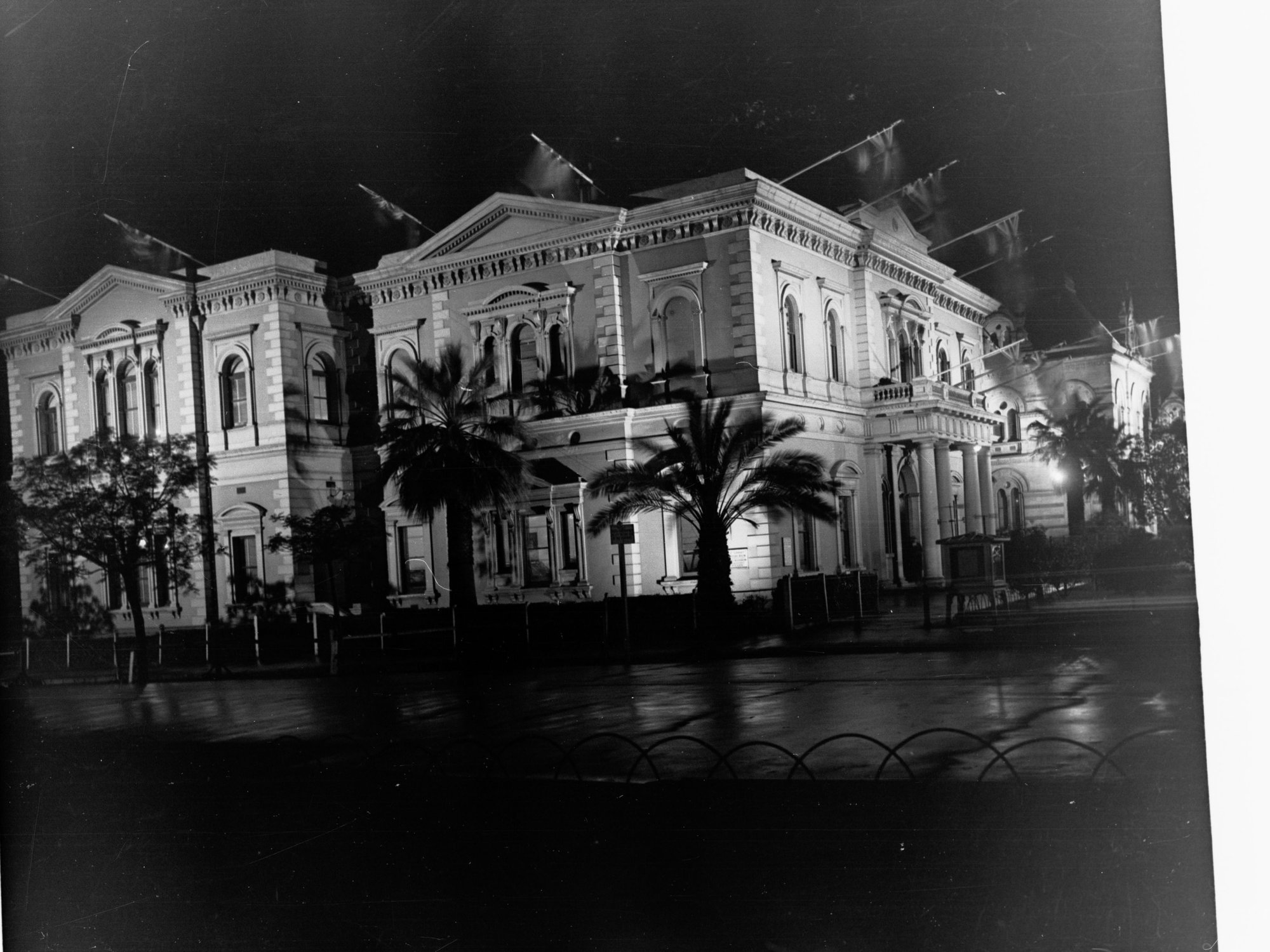 Institute Building Illuminated for Visit of Duke of Gloucester