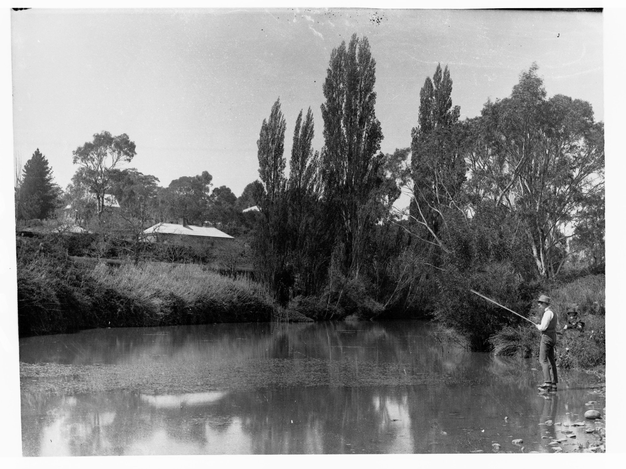 Man fishing on the Onkaparinga River