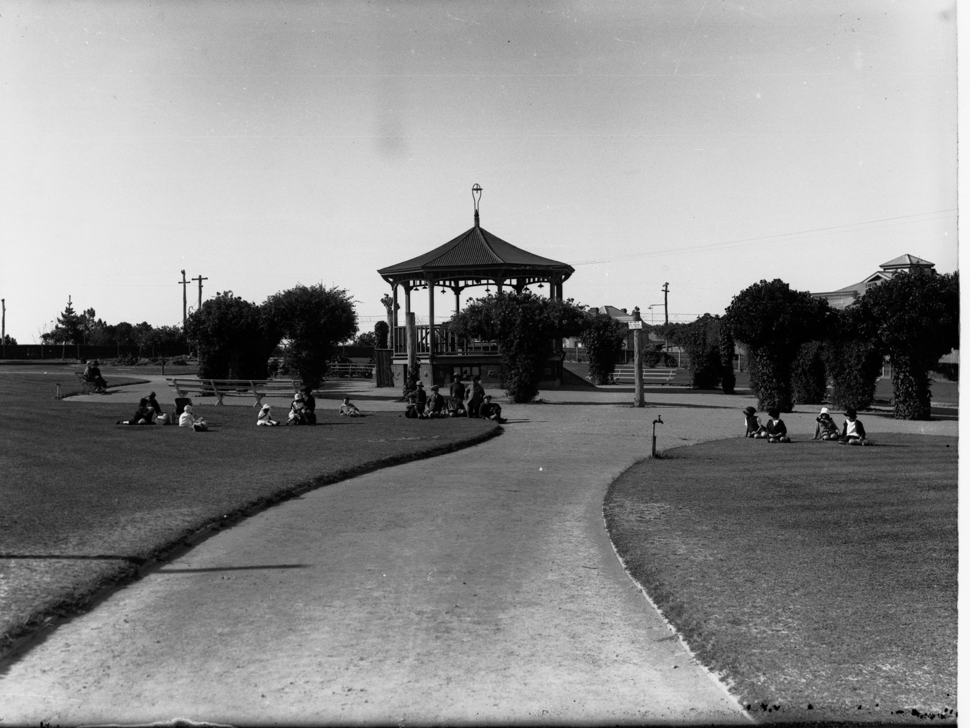 Diamond Park at Murray Bridge Showing People Relaxing on the Grass by the Rotunda