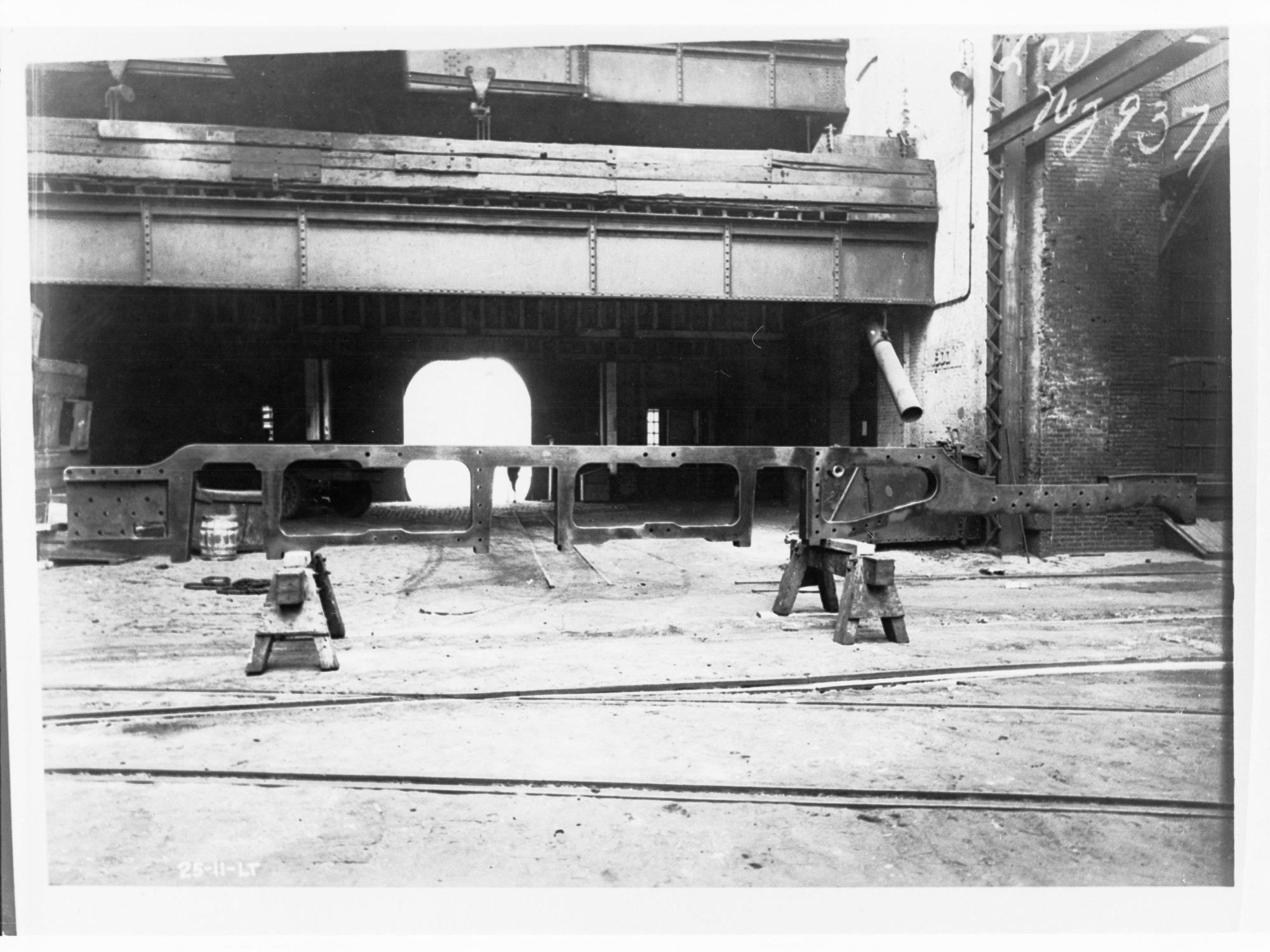 Armstrong and Whitworths works, Newcastle, England - railway locomotive being built