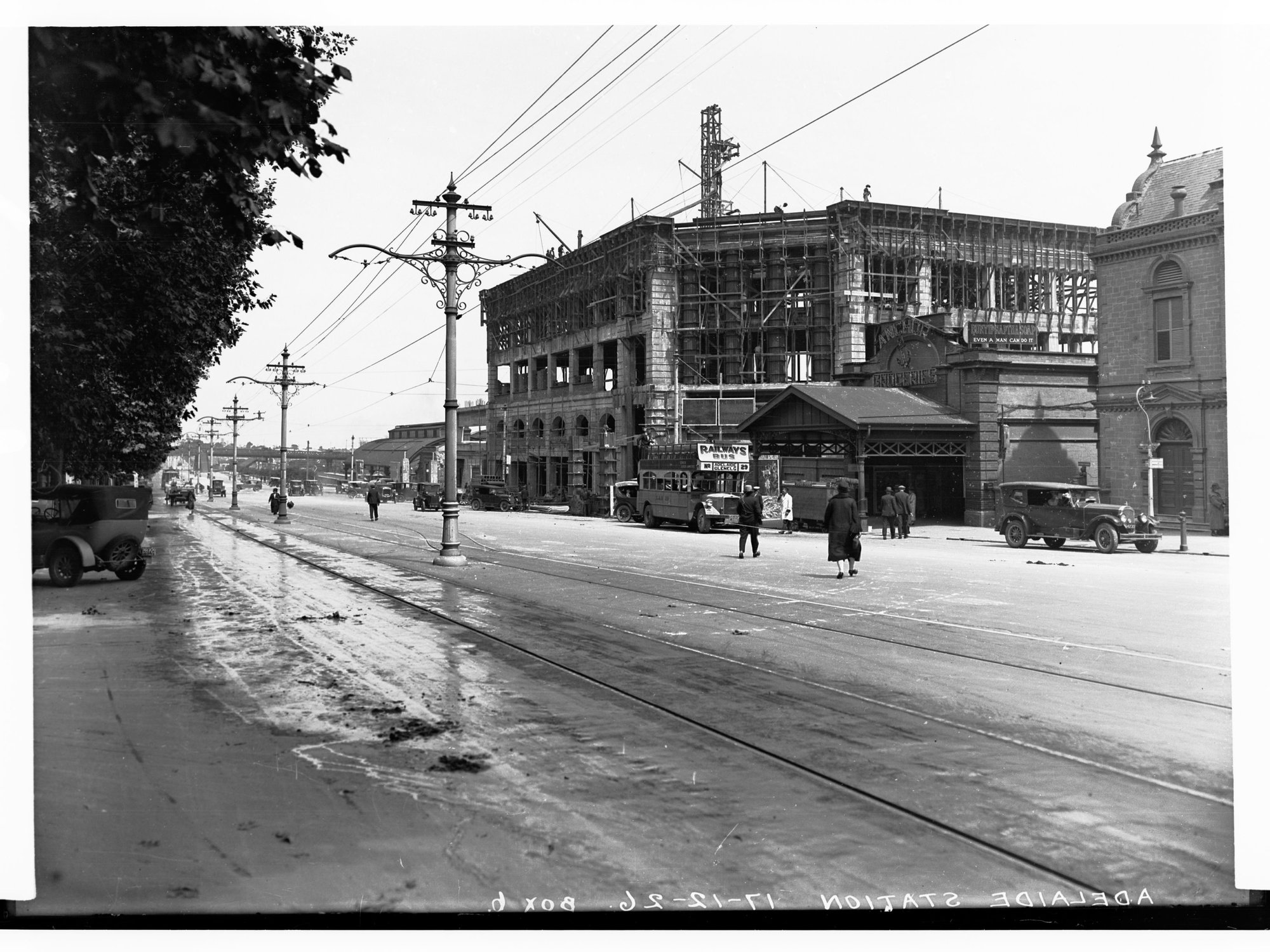 North Terrace Showing Construction of Adelaide Railway Station