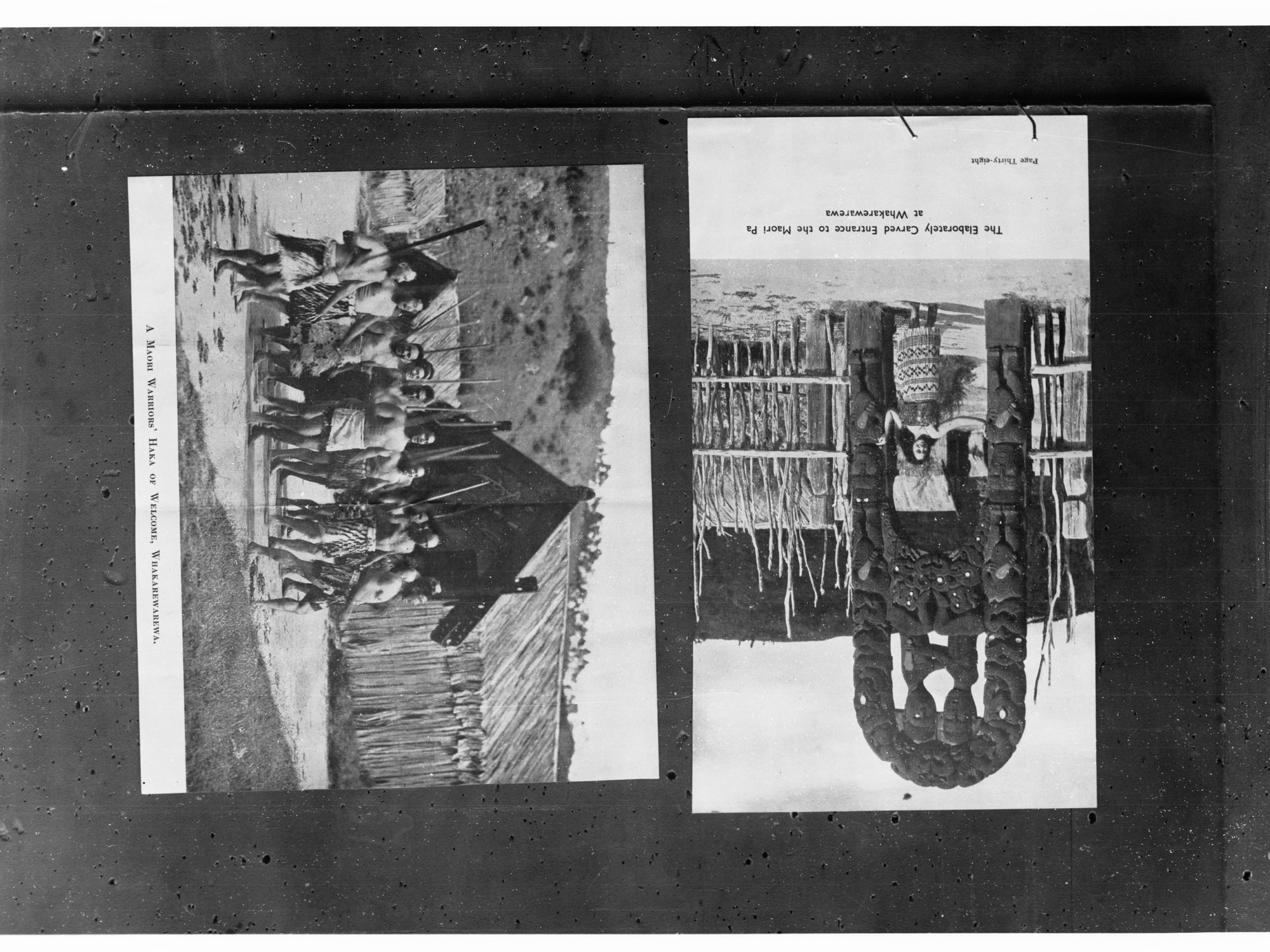 Carved Entrance of Maori Pa and Maoris at Whakarewarewa