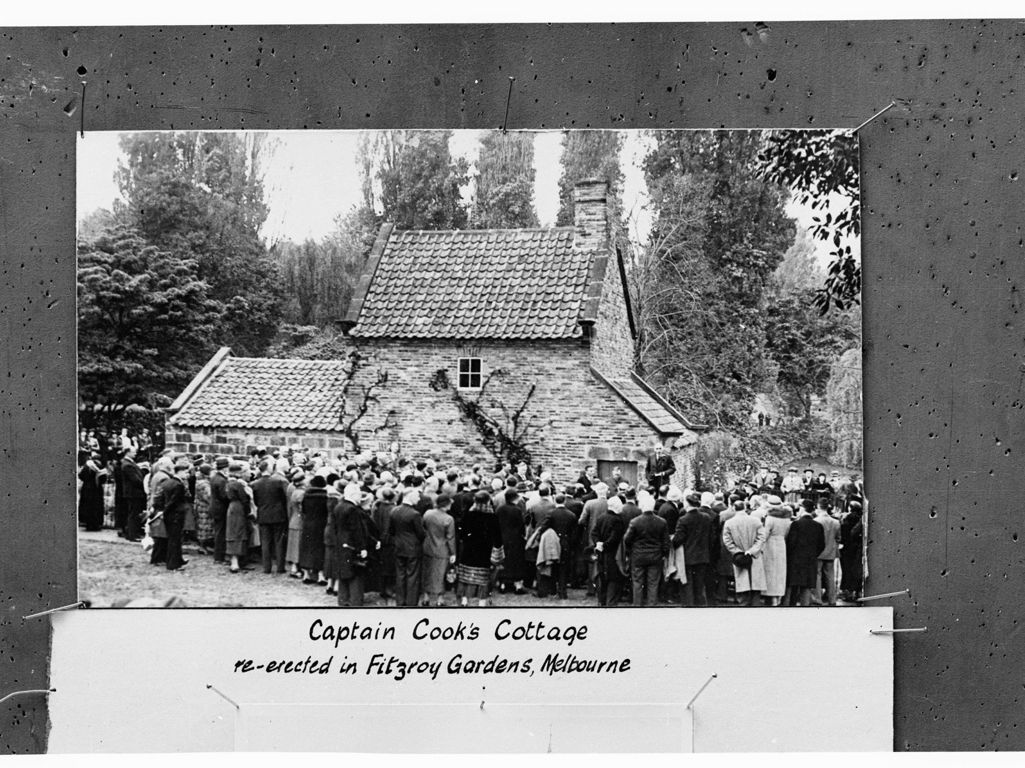 Captain Cook's Cottage re-erected in Fitzroy Gardens, Melbourne