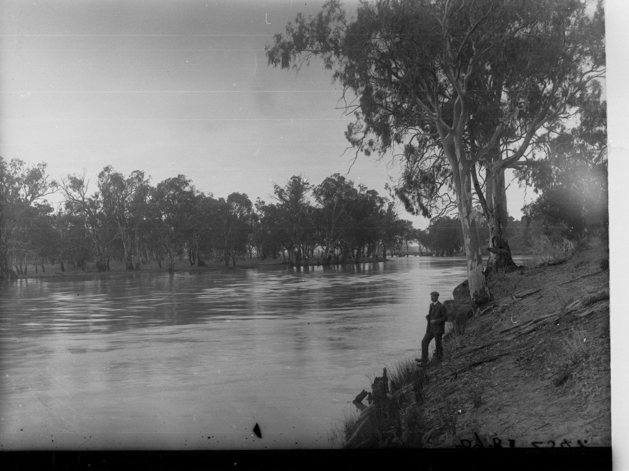 Man standing on the bank of River Murray