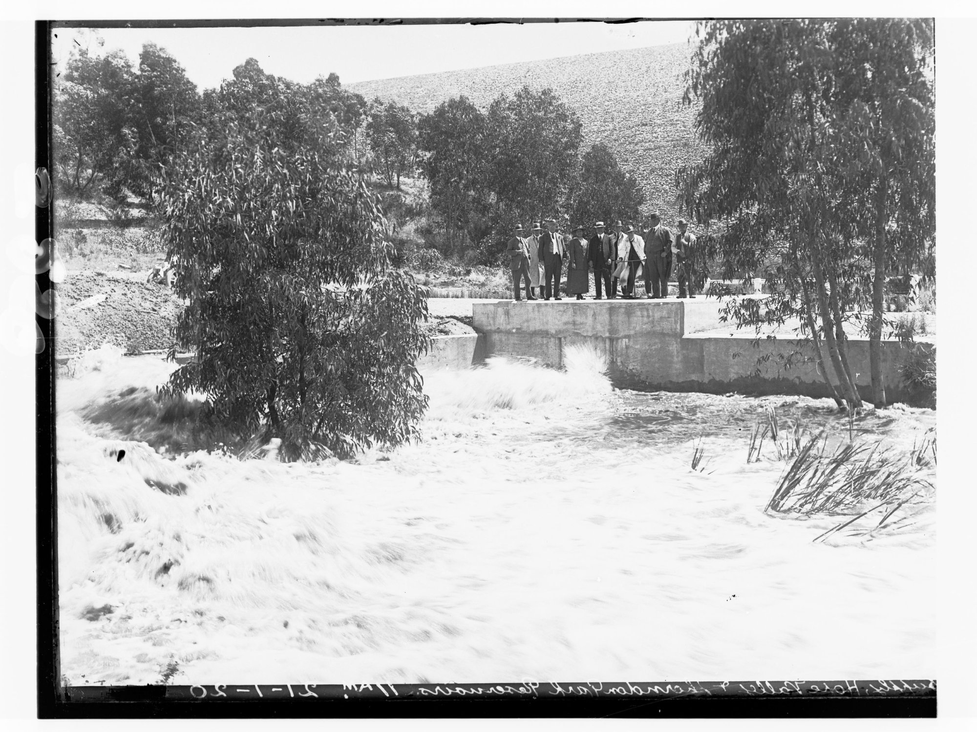 Millbrook Reservoir - Commissioner of Public Works letting first water from Millbrook