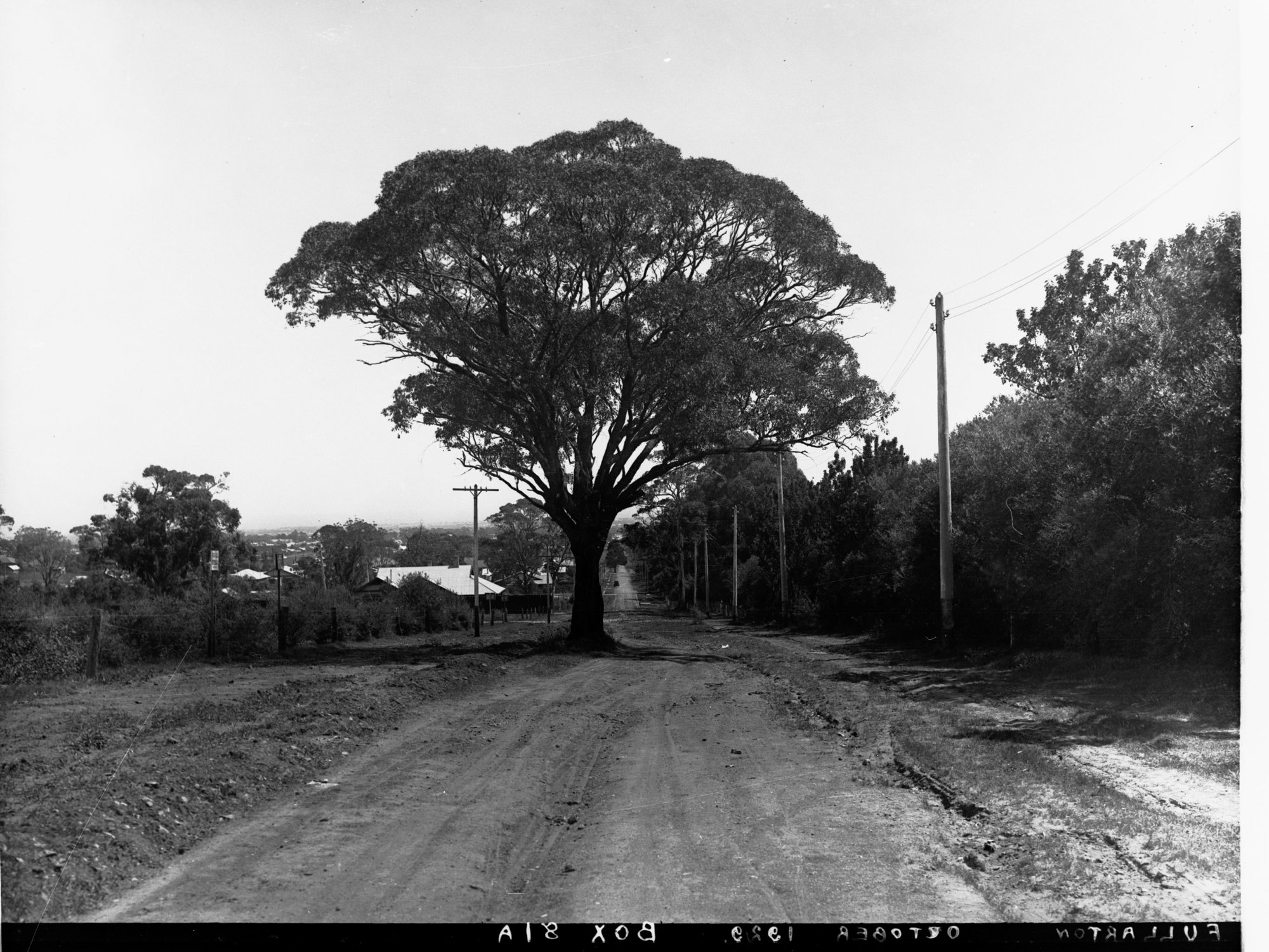 Dirt Road at Fullarton Showing Part of Town