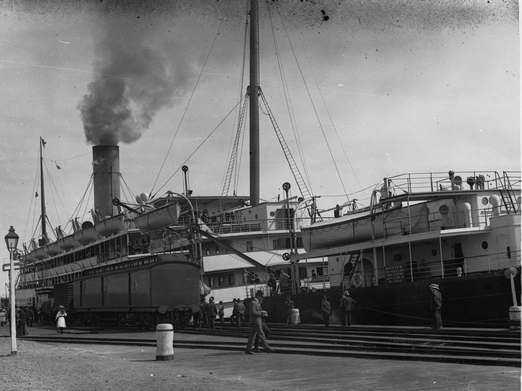 View of vessel docked in port