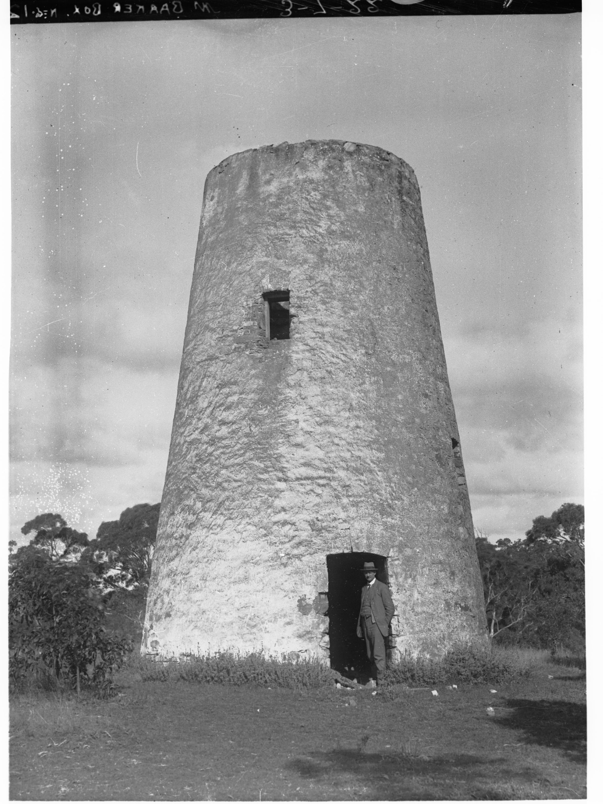 Stone tower at Mount Barker - Barker Dunn's Mill first erect in South Australia