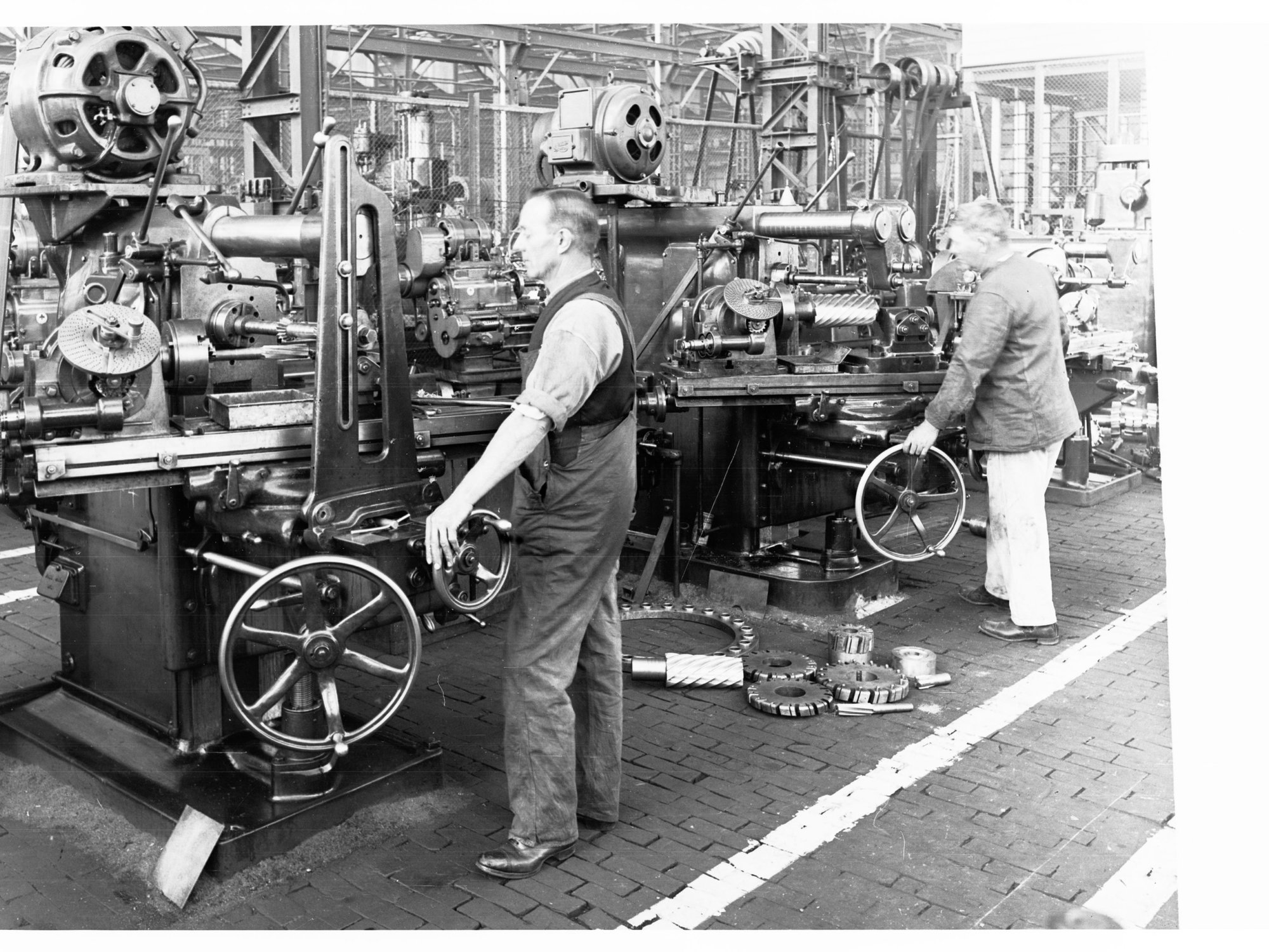 Islington Railway Workshop Machinery Men Working on Lathes