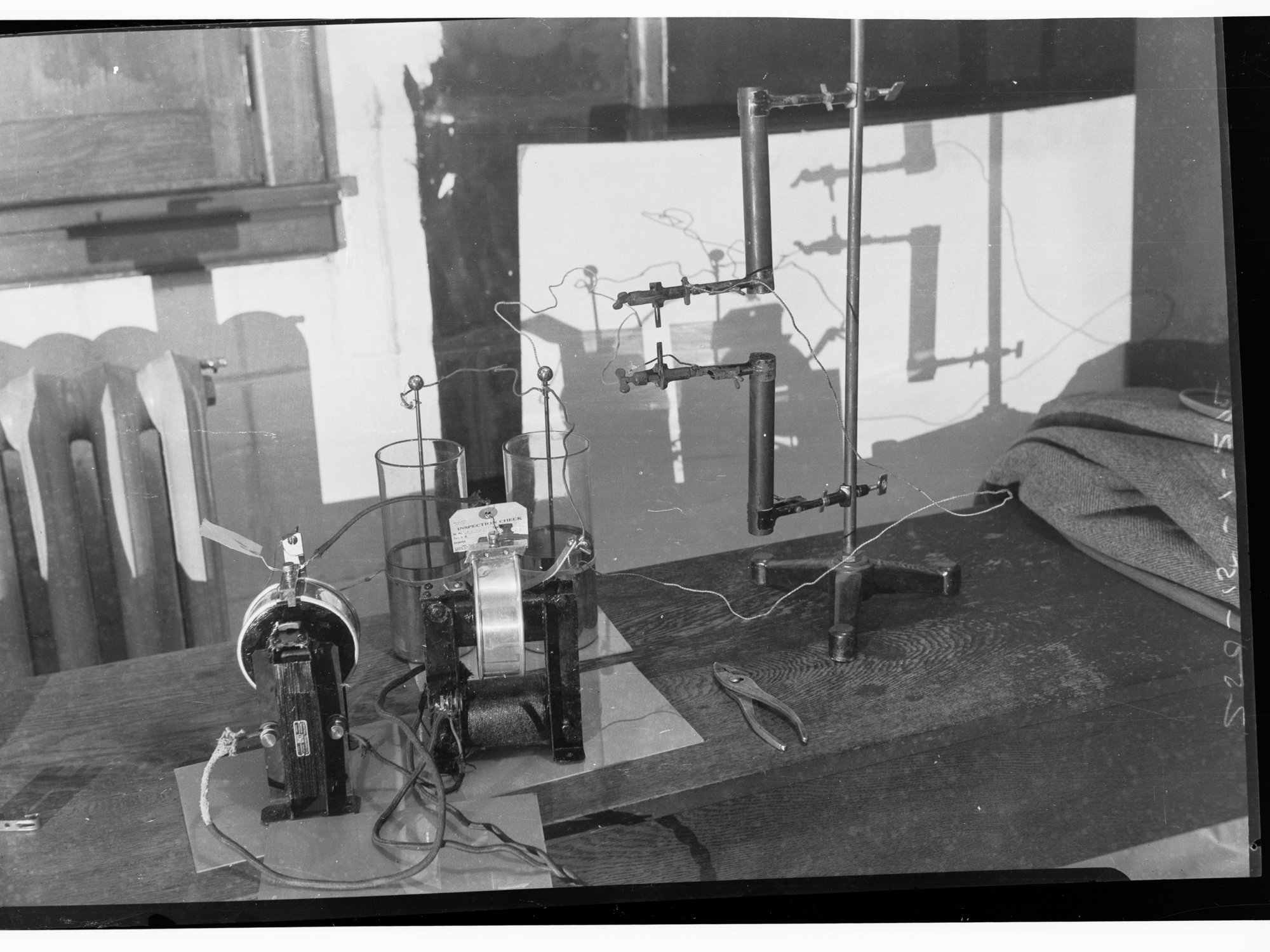 Laboratory equipment on a bench