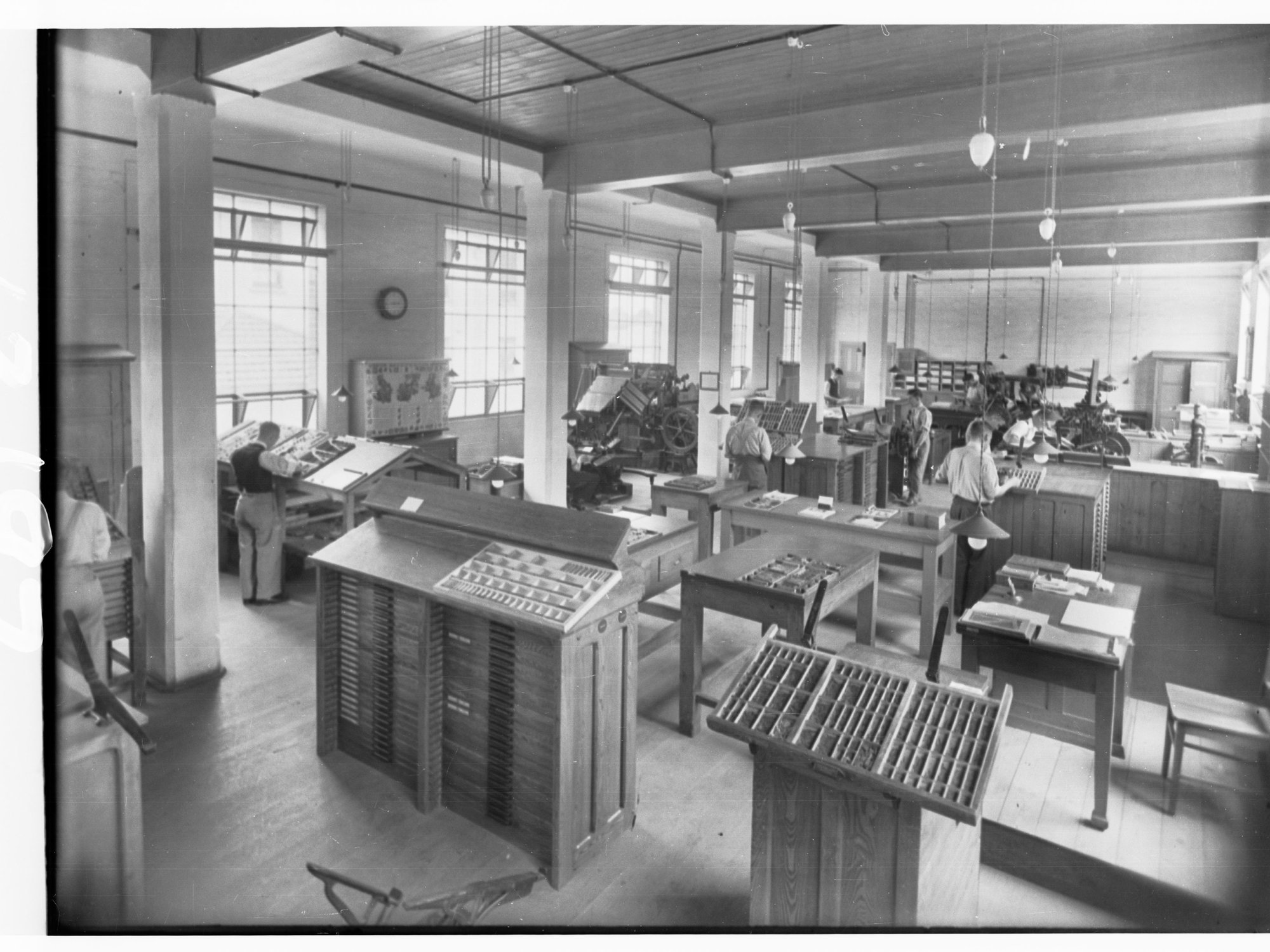 Students working in Printers Trade School Workshop