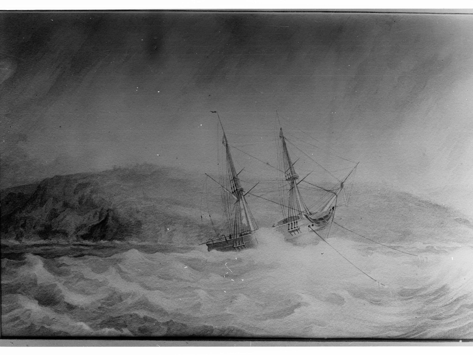 Painting of Surveying Brig Rapid in Rapid Bay