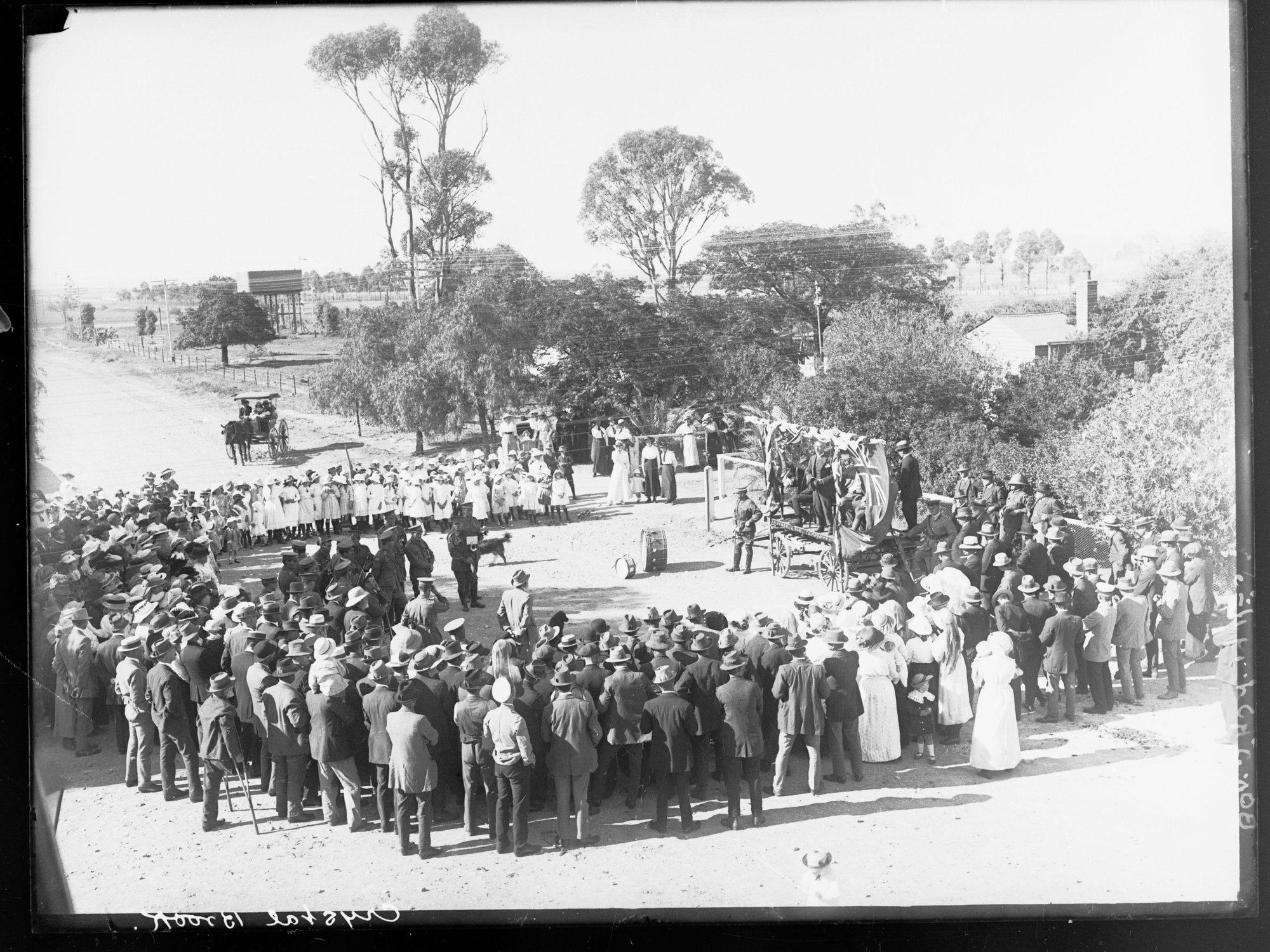 Northern Recruiting tour, crowds gathered in street at Crystal Brook - Northern Districts