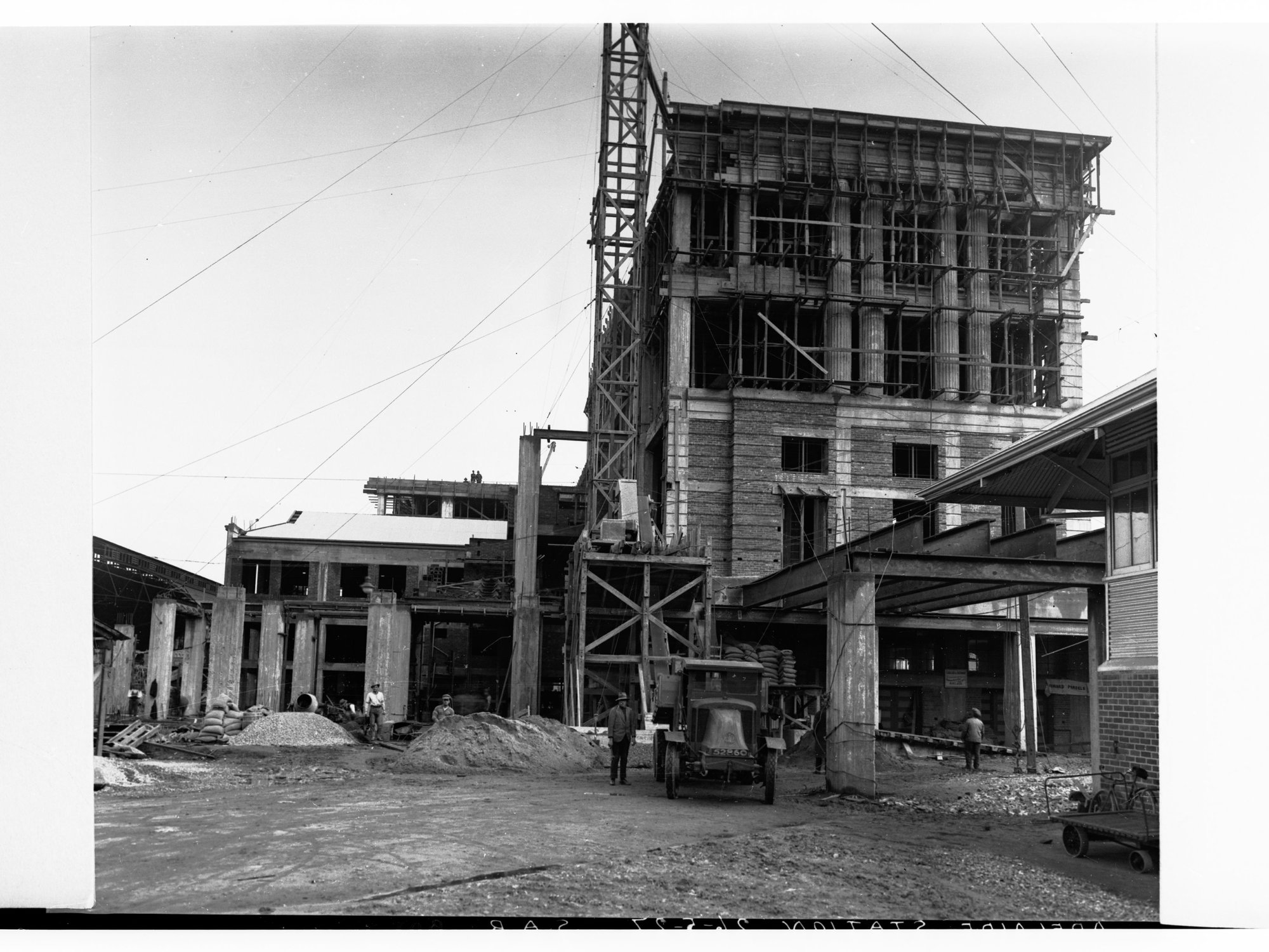 Adelaide Railway Station Under Construction Showing Workmen
