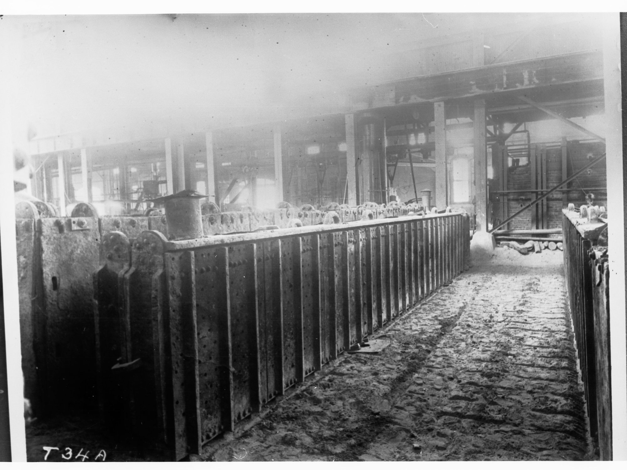Armstrong and Whitworths works, Newcastle, England - railway locomotive being built