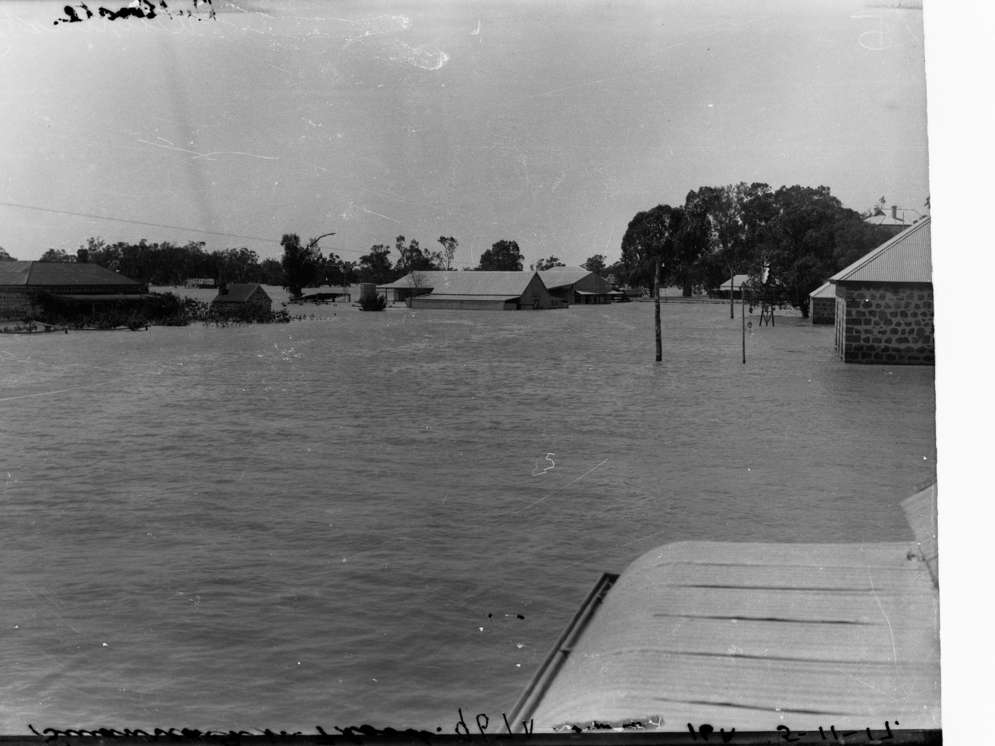 Swanreach during floods showing buildings underwater