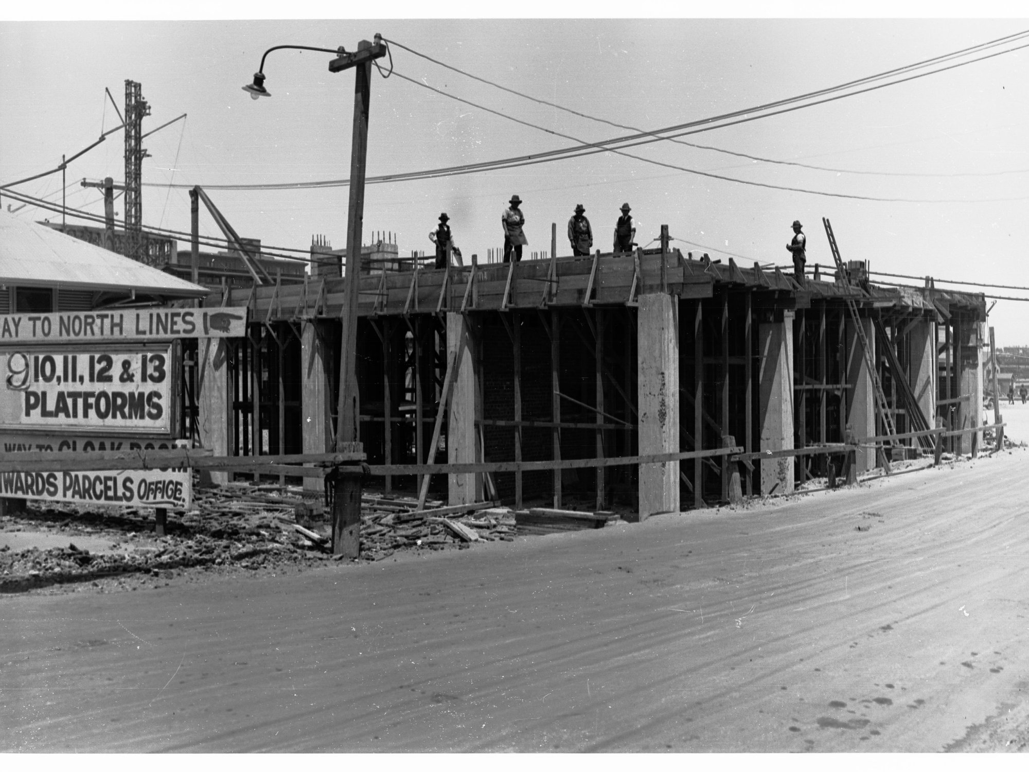 Adelaide Railway Station Under Construction Showing Builders