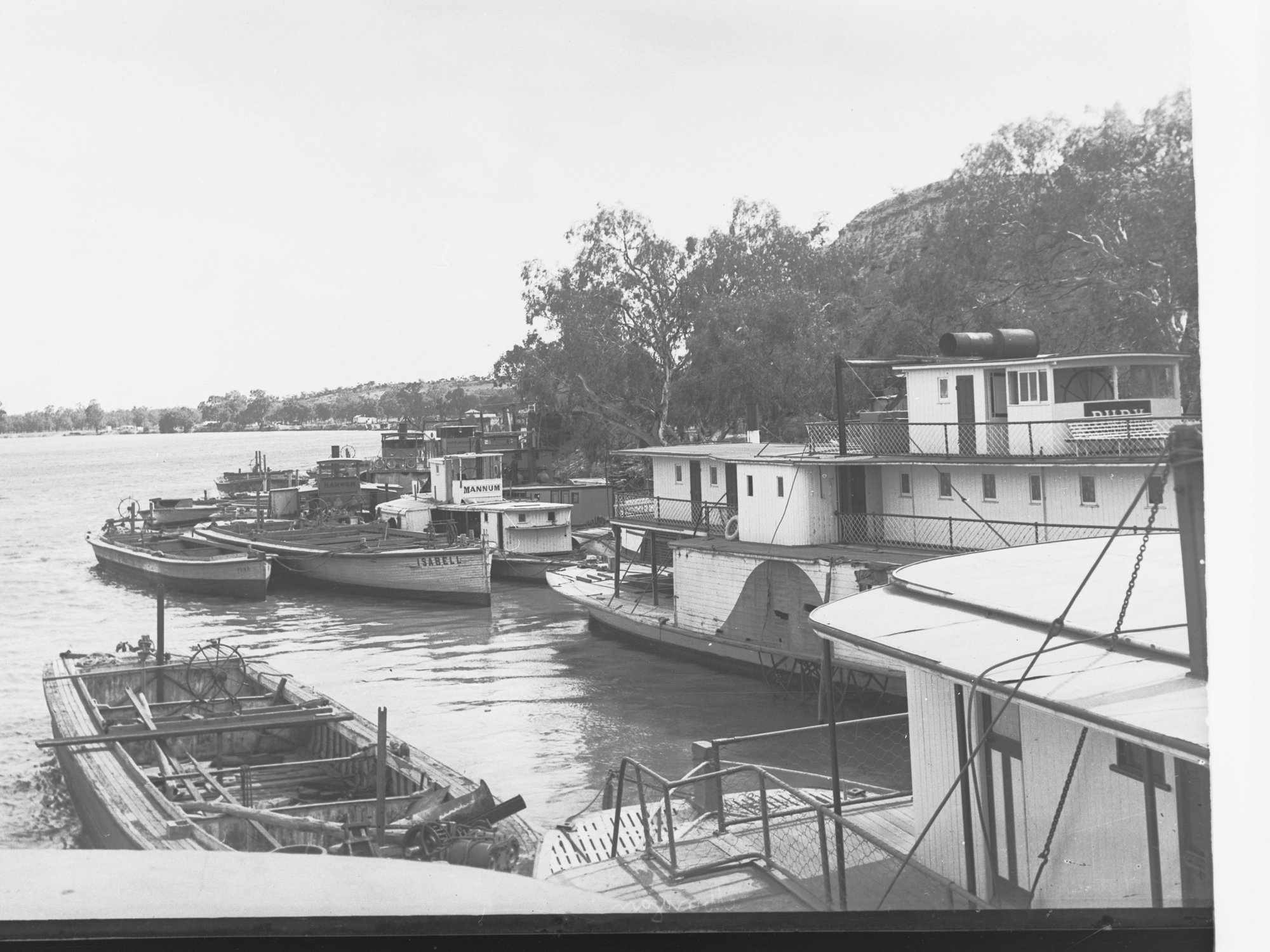 Paddlesteamers Tied Up Along the Bank of Murray River Morgan