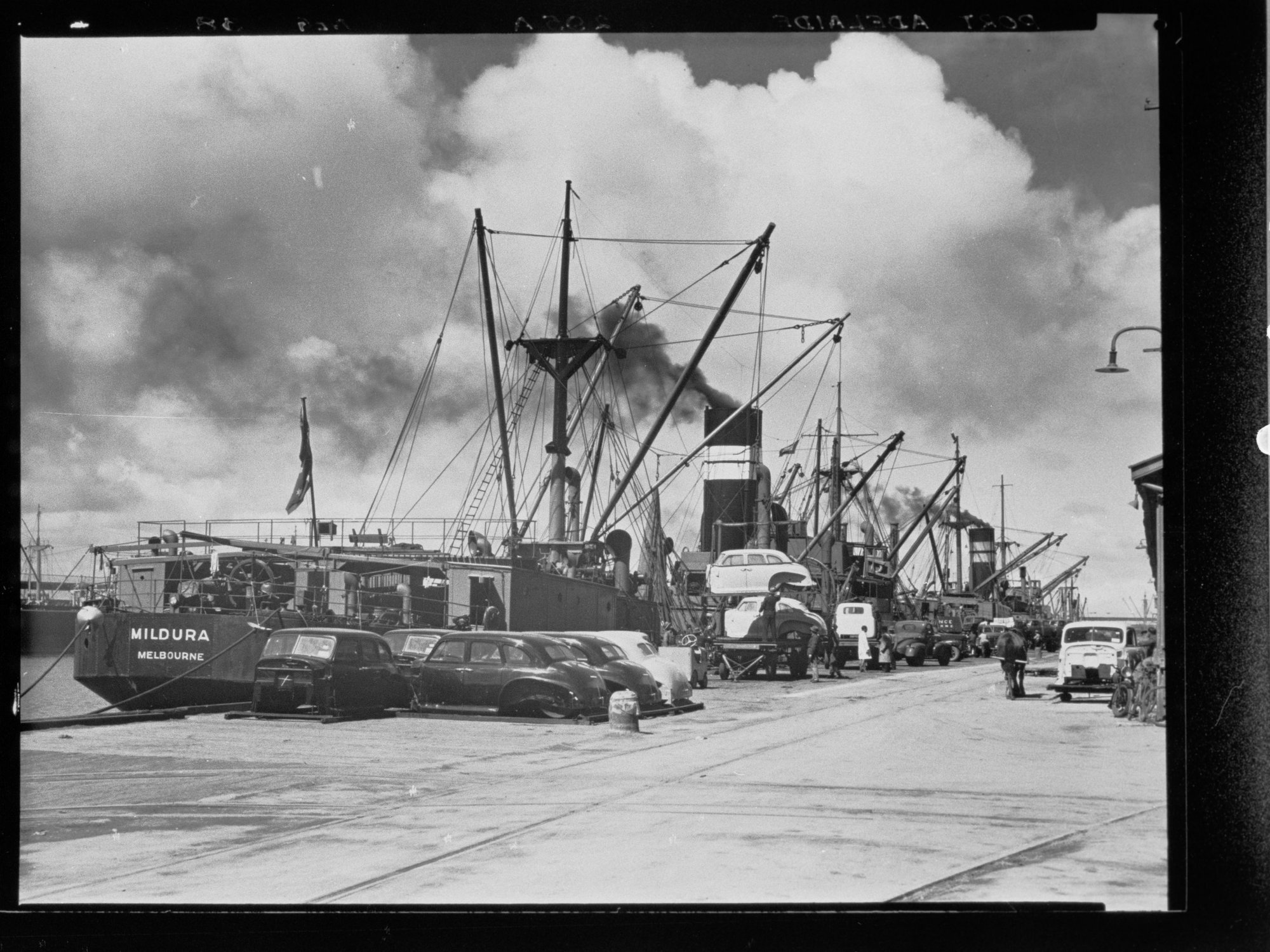 Ship "Mildura" Melbourne alongside docks