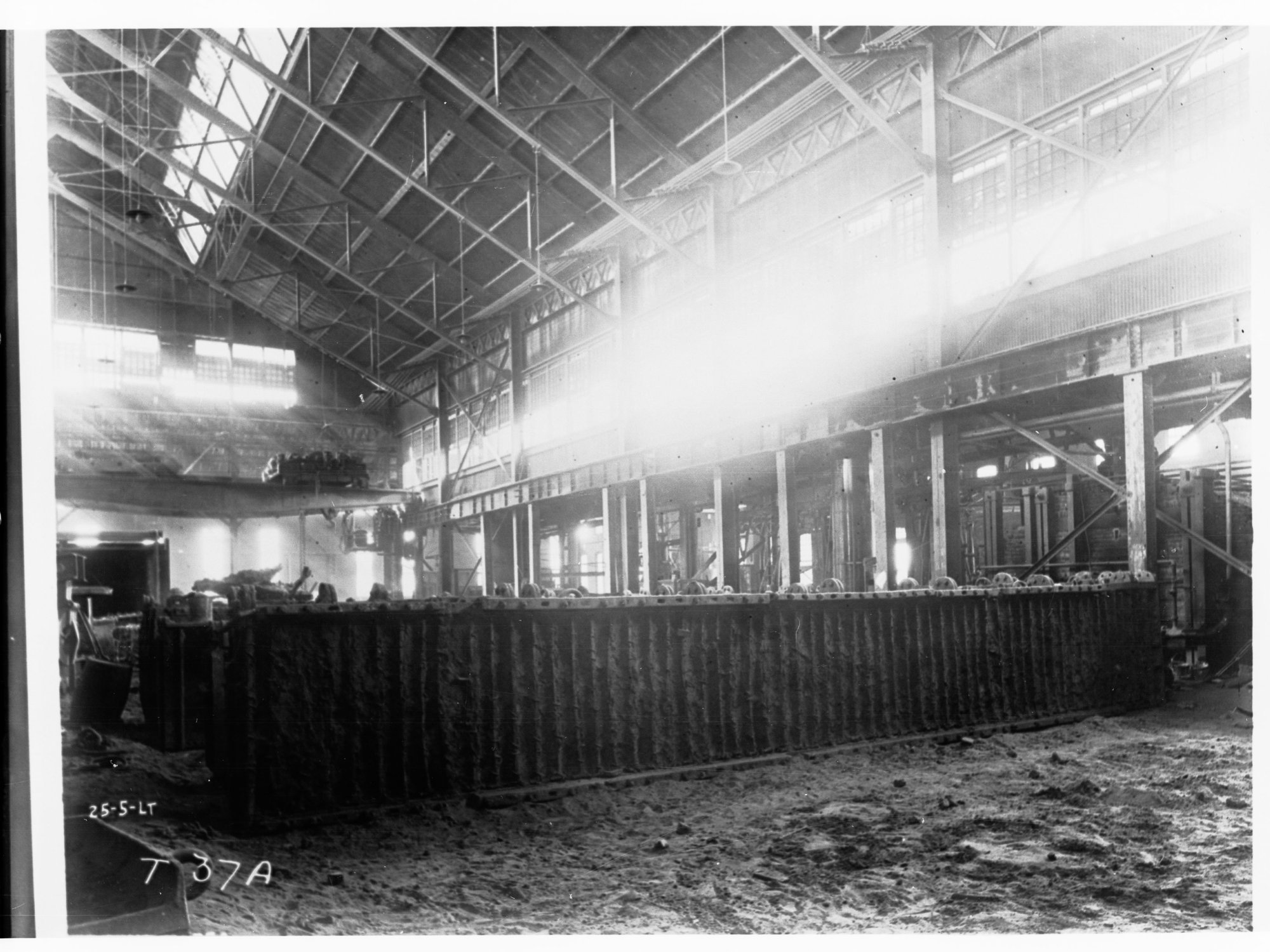 Armstrong and Whitworths works, Newcastle, England - railway locomotive being built