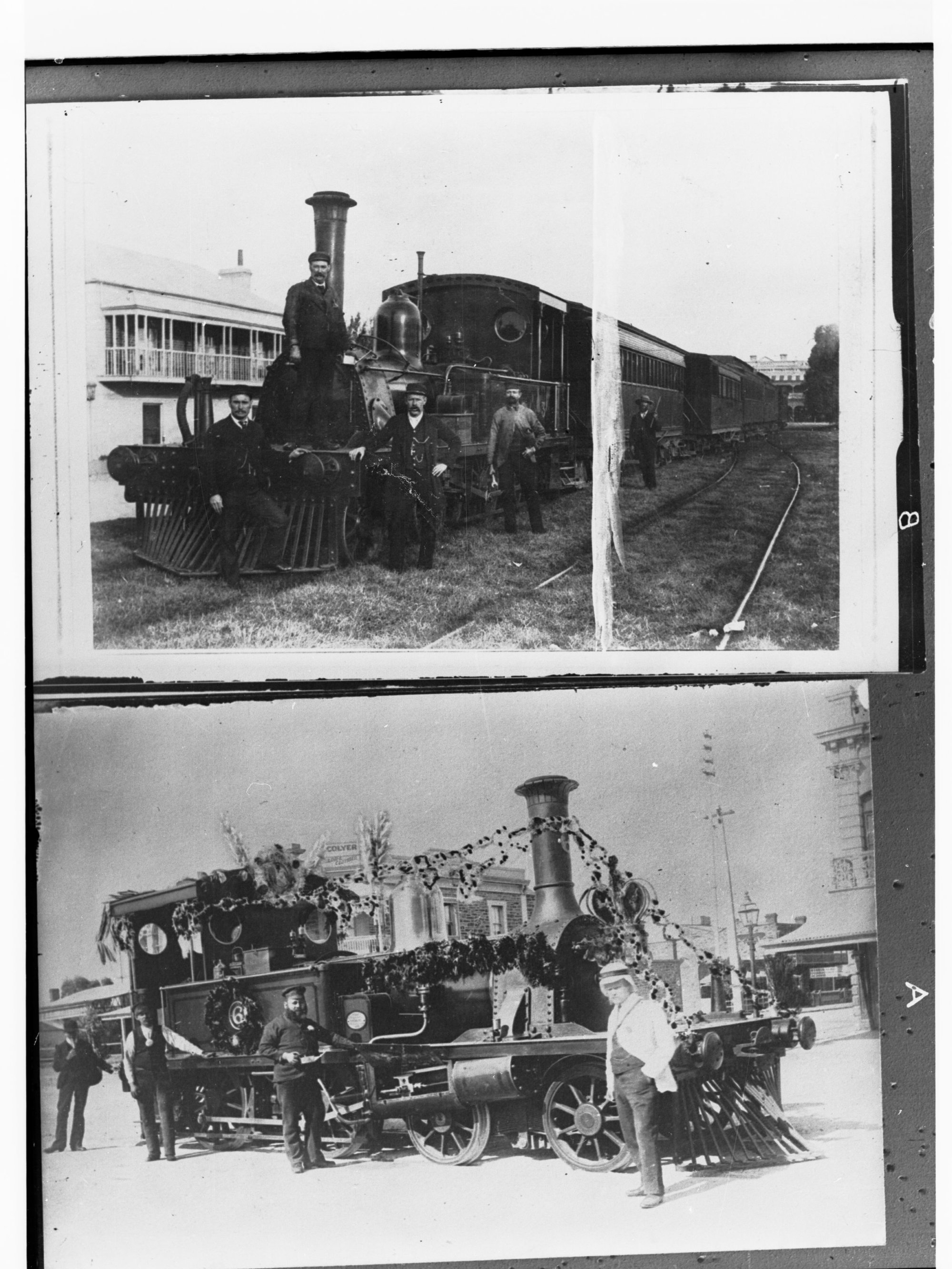 Steam locomotive (two photos on one)