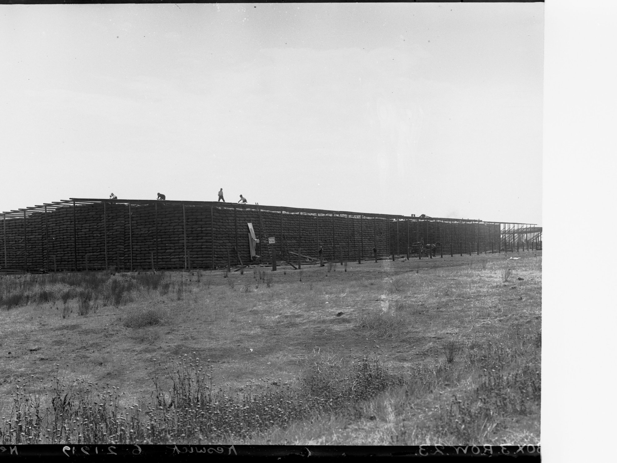 Wheat storage at Keswick - showing wheat stacks