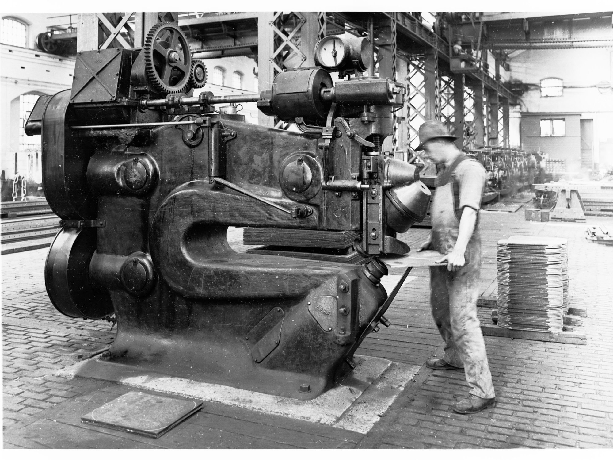 Man Working at a Machine Islington Railway Workshops
