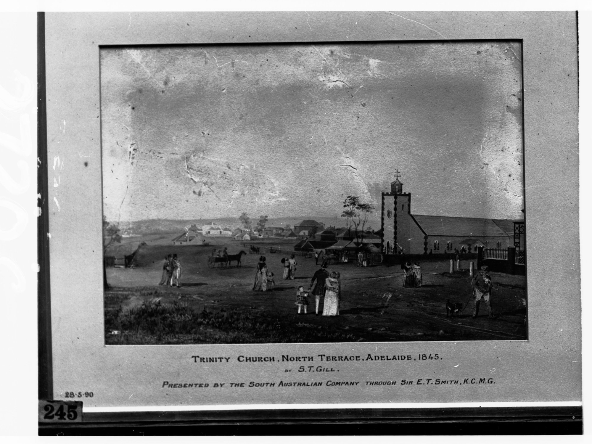 Trinity Church, North Terrace, Adelaide, 1845 - Sketch by S T Gill - Presented by the South Australian Company through Sir E T Smith, KCMG