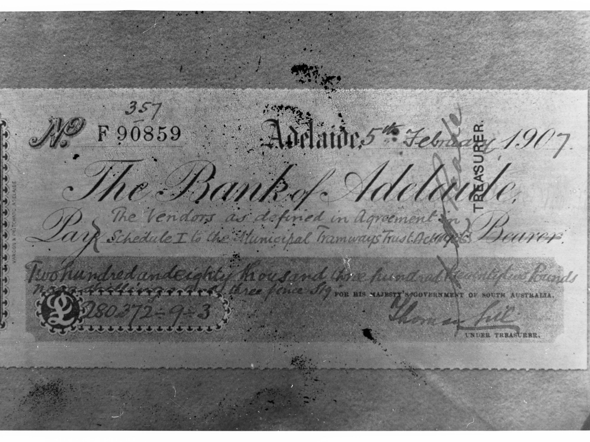 Bank of Adelaide Cheque