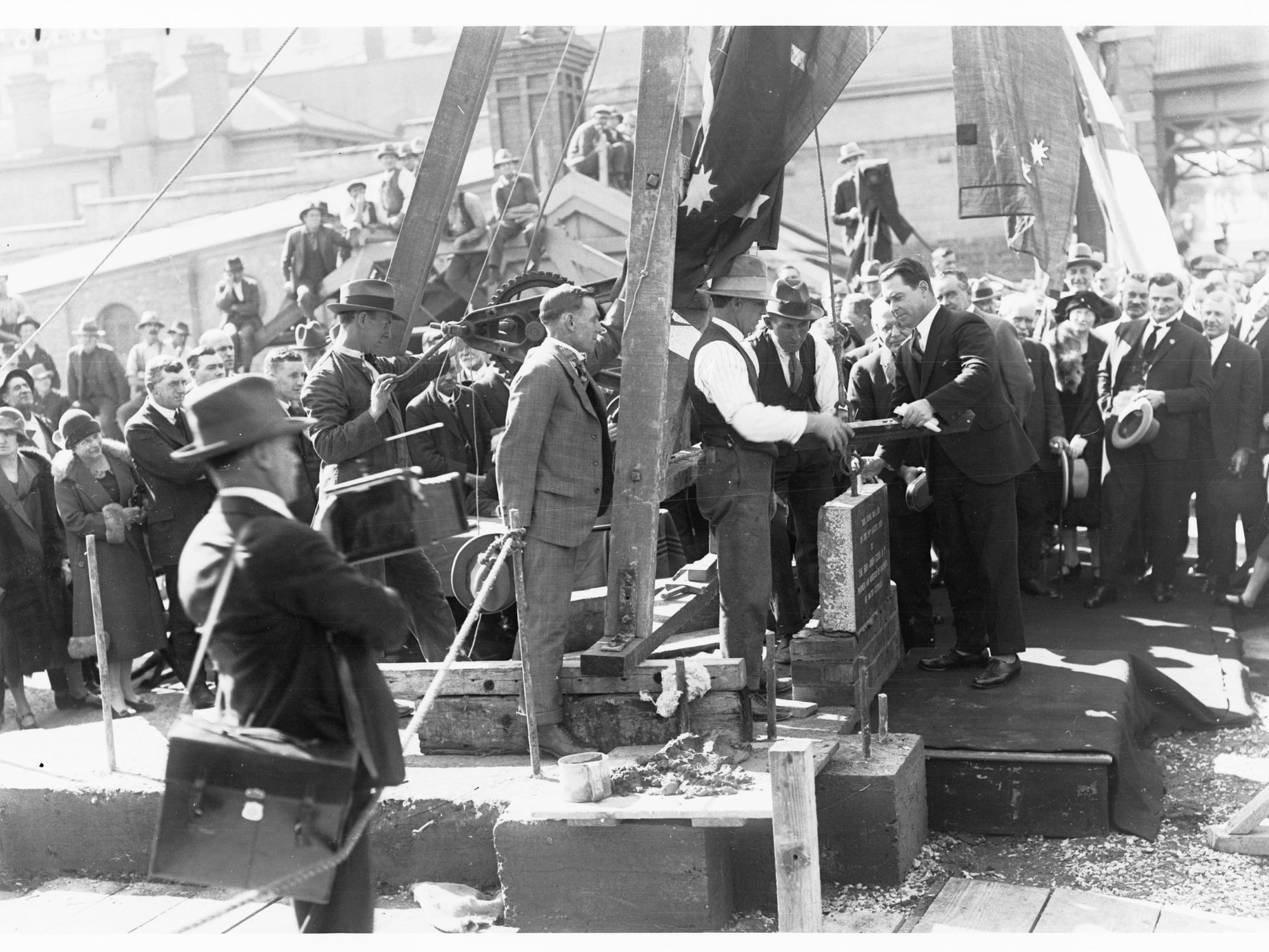 Laying the foundation stone for Adelaide Railway Station