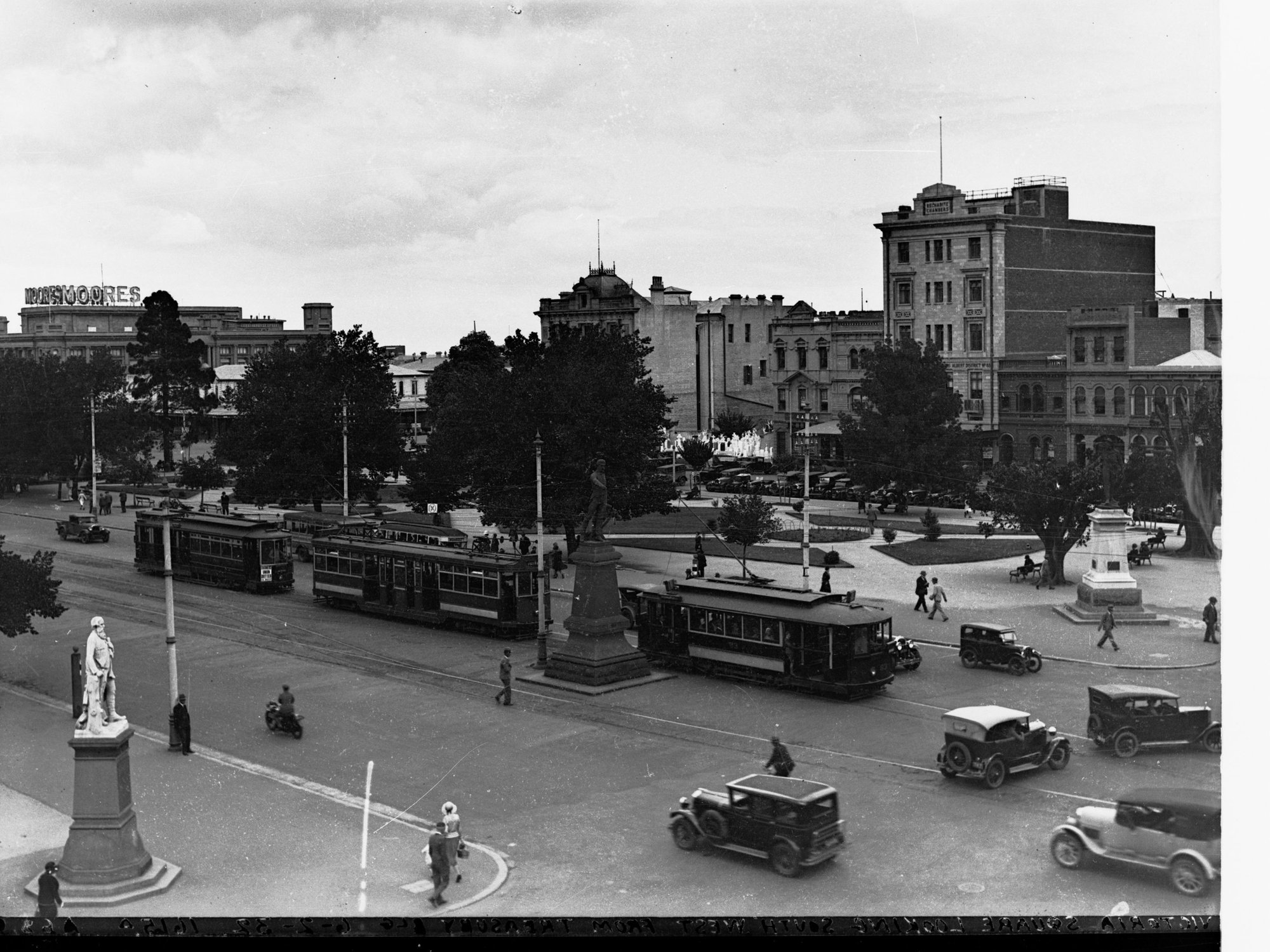 Victoria Square Looking South West From the Treasury Building Showing Trams