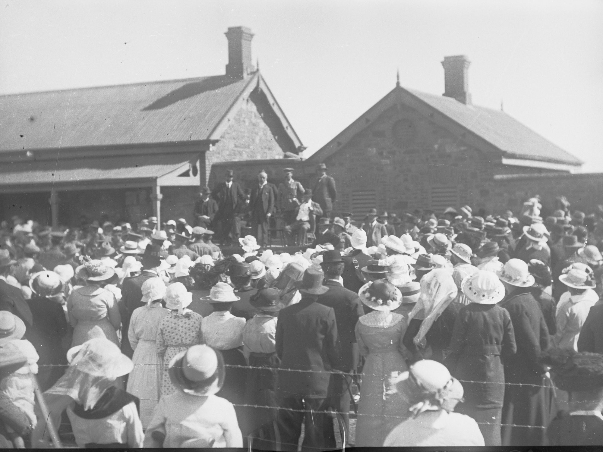 Northern recruiting tour showing crowd gathered around platform