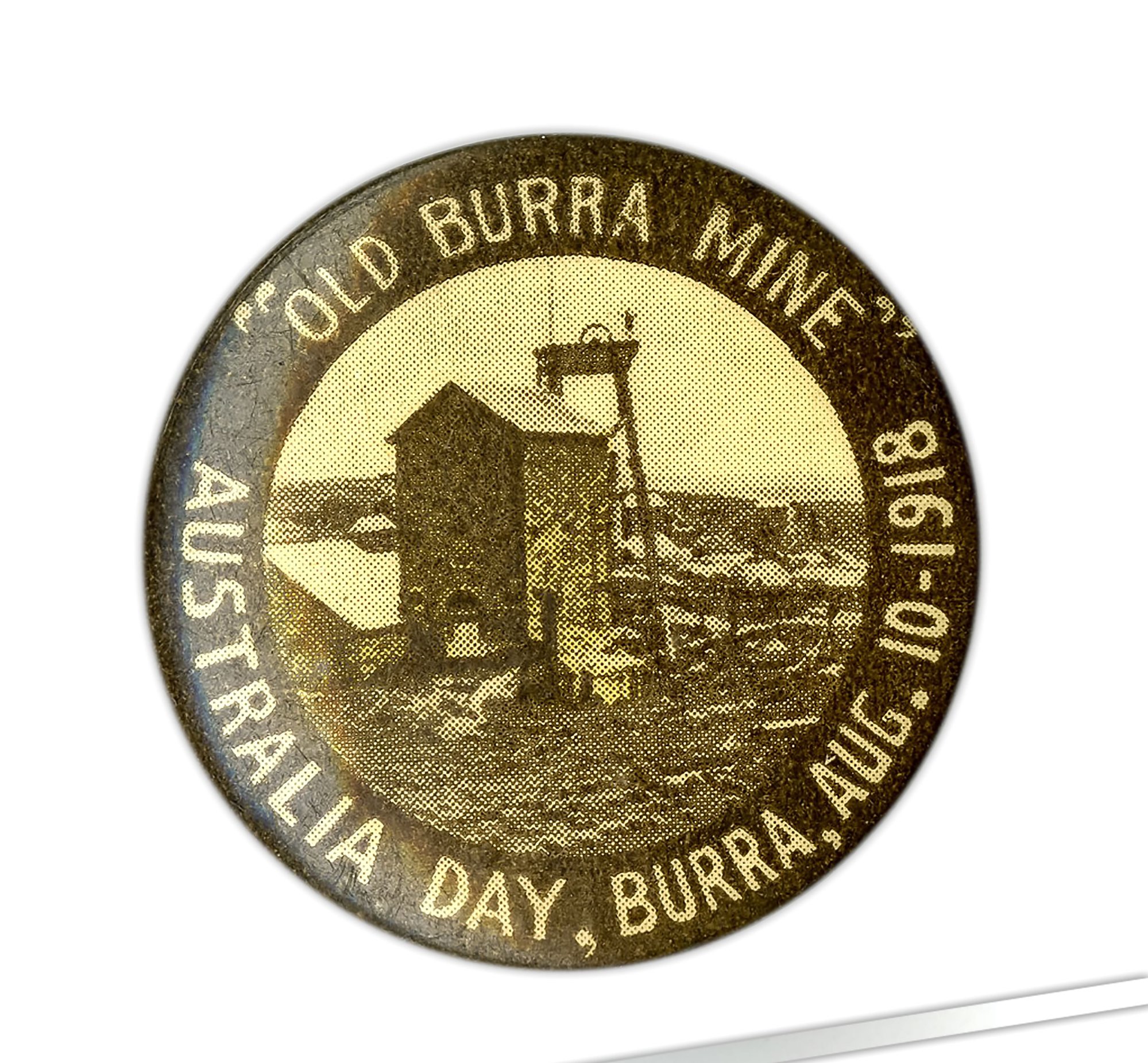 Old Burra Mine Australia Day 1918 Badge