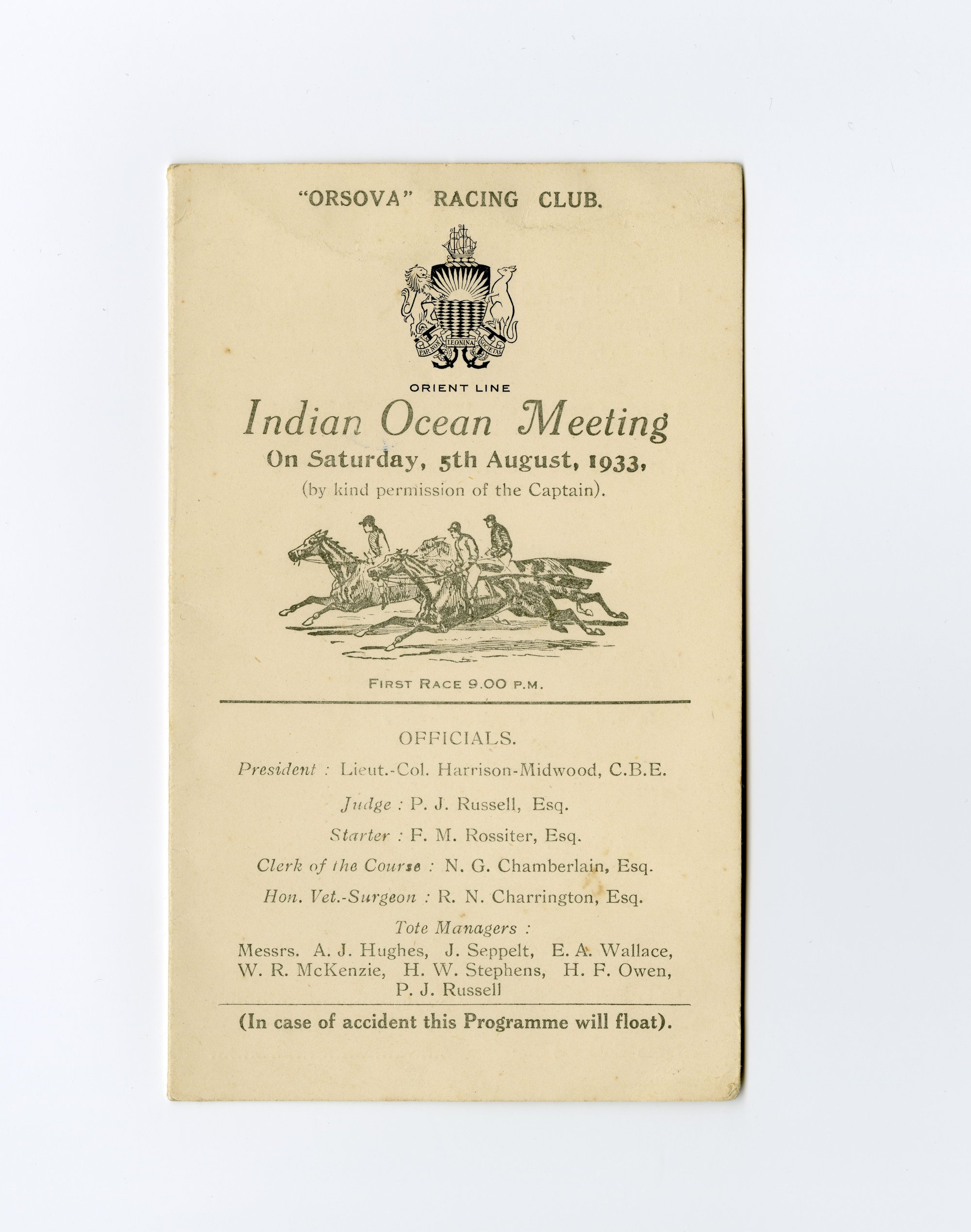  Orsova racing club program