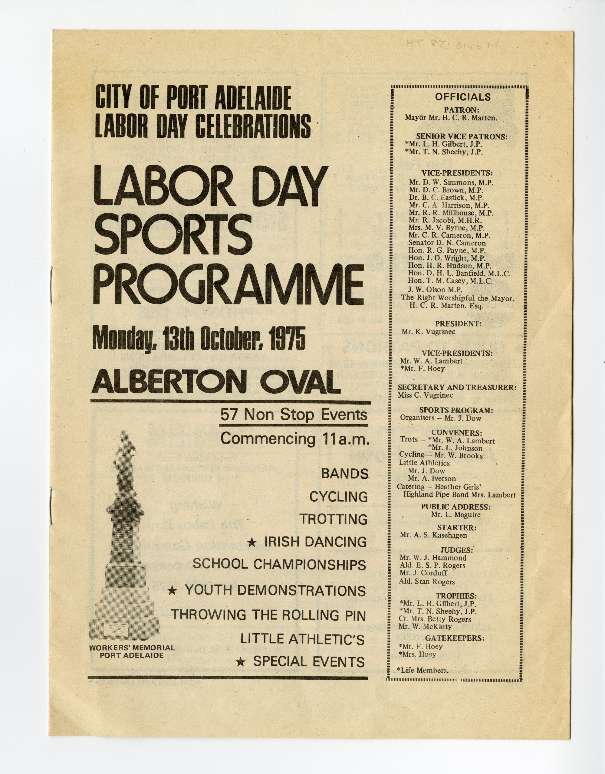 Labor Day Sports Programme, 1975