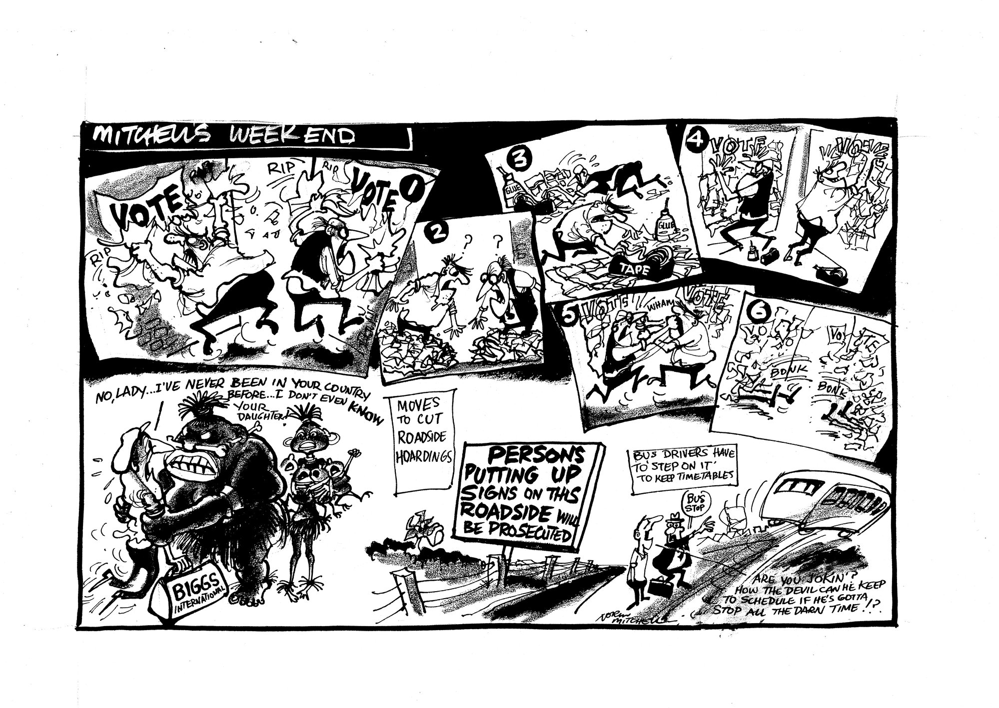 Cartoon - Mitchell's weekend