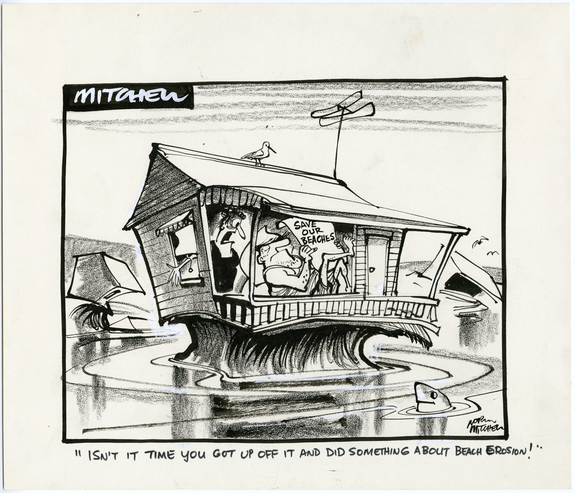 Cartoon - Beach erosion