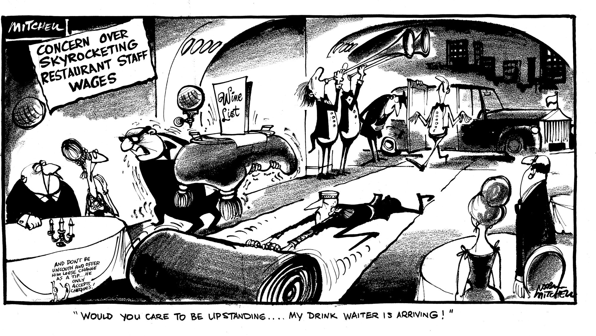 Cartoon - Restaurant staff wages