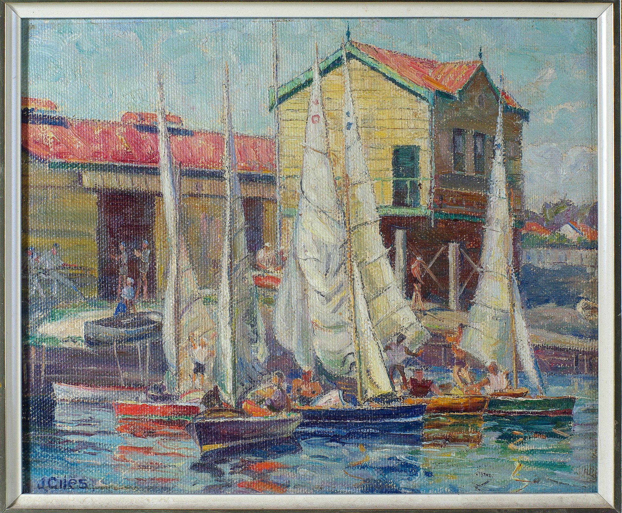 Painting of Yachts at Port Adelaide Sailing Club