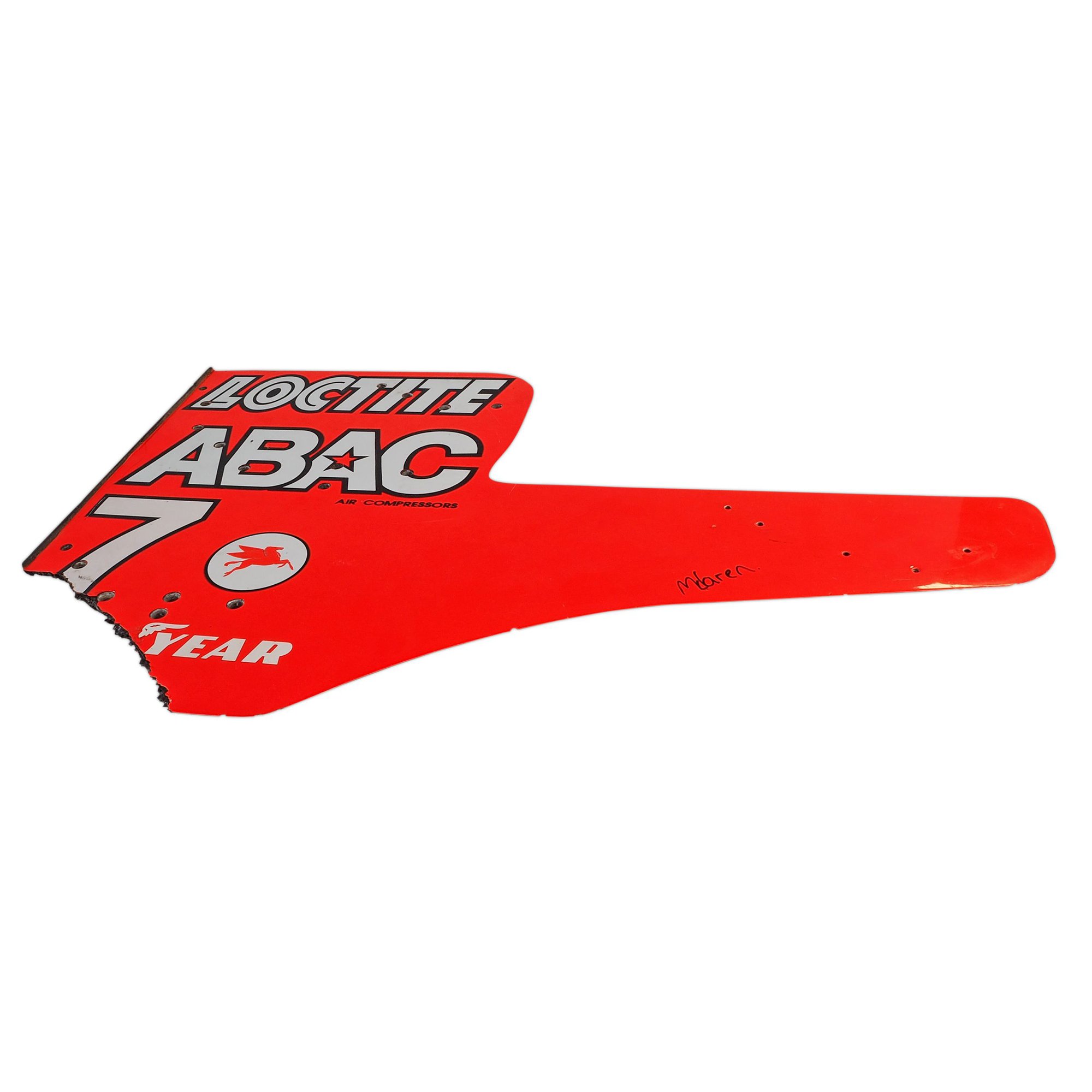 Spoiler support panel from Mark Blundell's McLaren-Mercedes, 1995 Adelaide Grand Prix