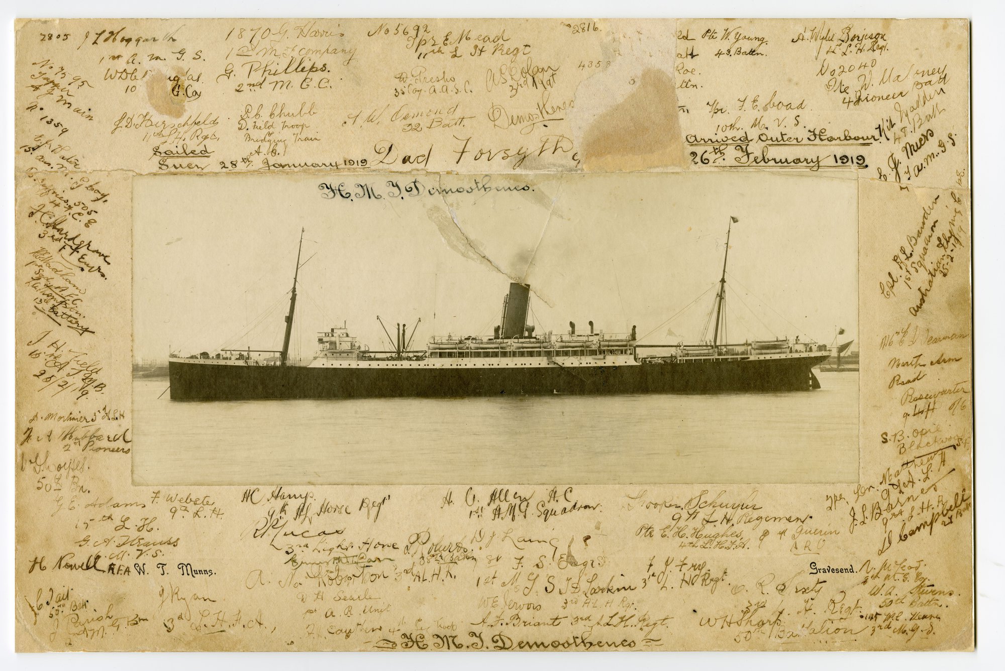 Souvenir photograph of the SS Demosthenes