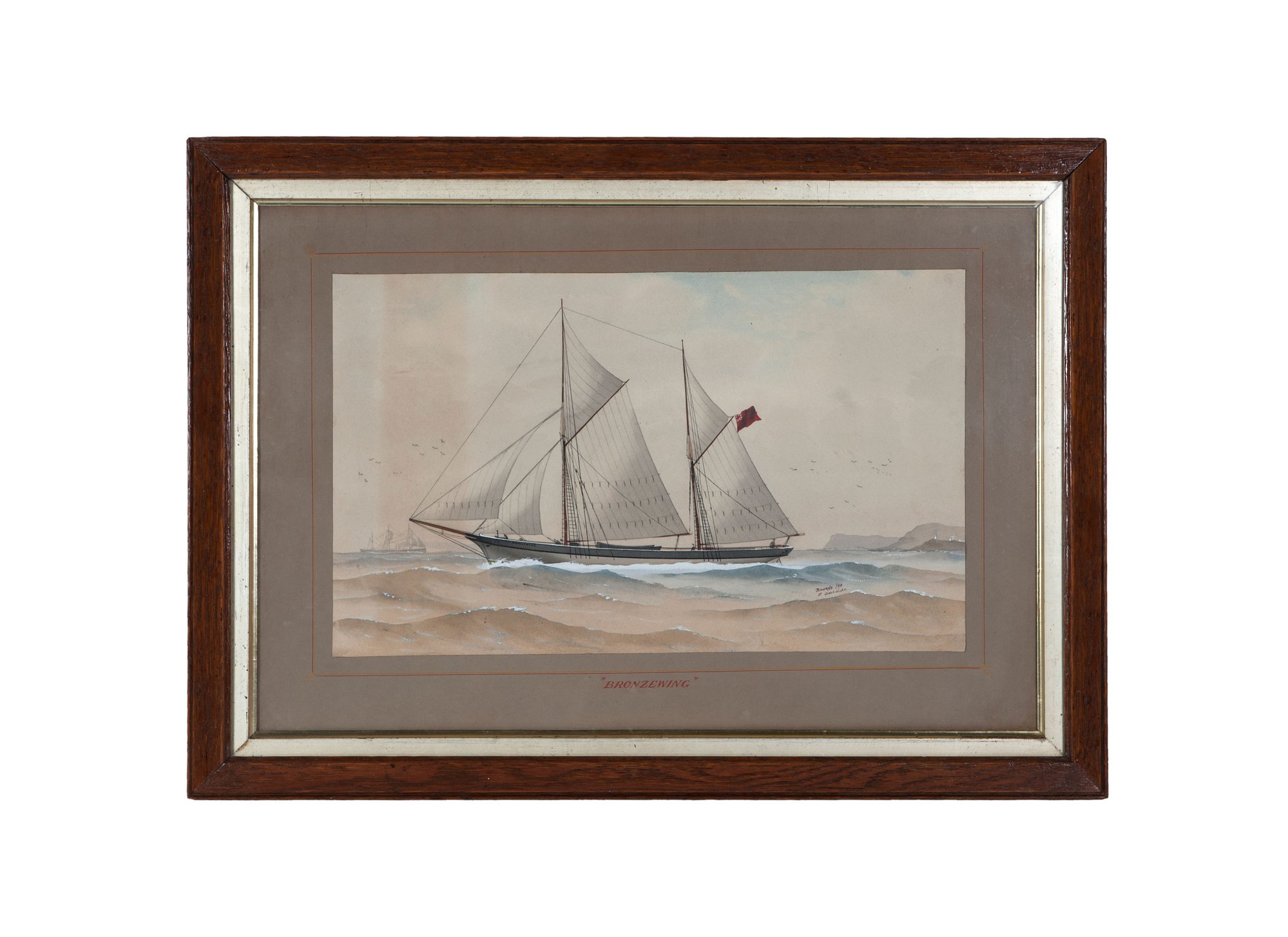 Painting of ketch Bronzewing by Bourne