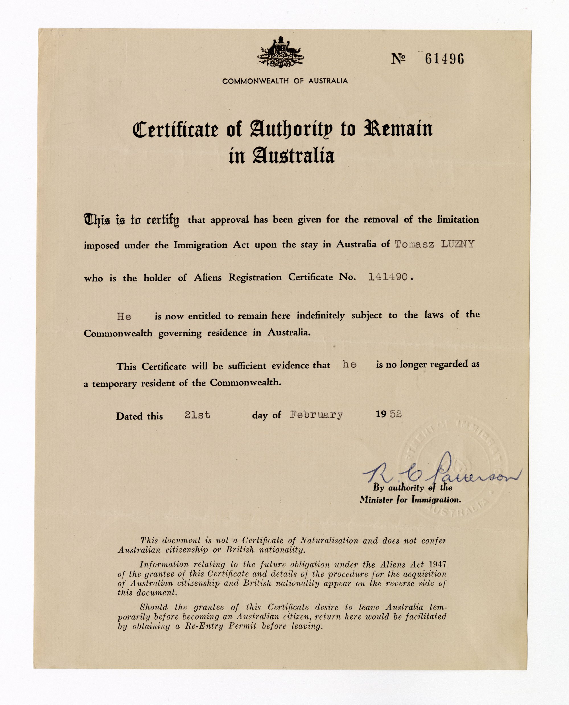 Certificate