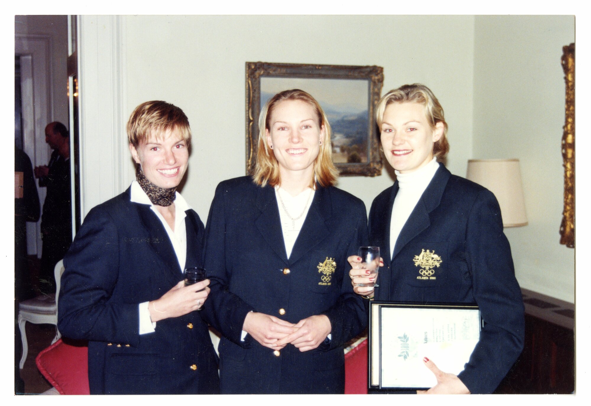 South Australian rowers in formal Atlanta Olympics outfit at Government House