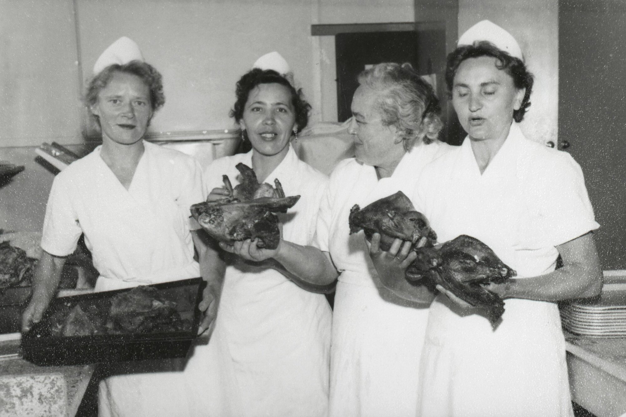 Kitchen staff at Glenelg Hostel.