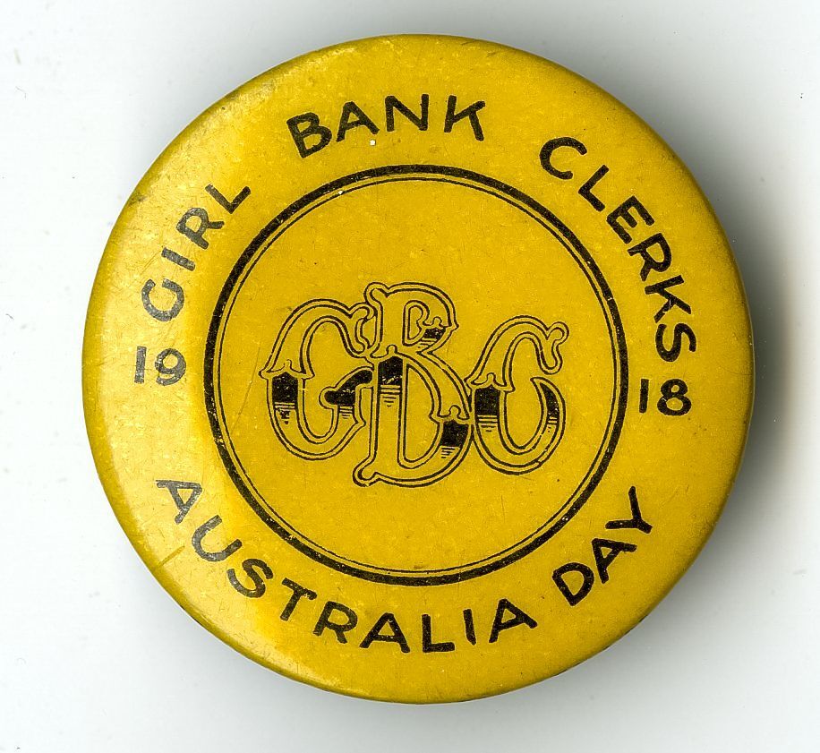 Girl Bank Clerks Australia Day 1918 Badge