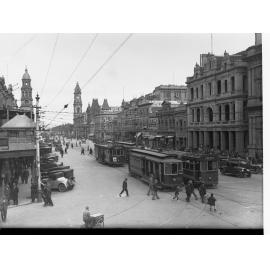 King William Street Looking South Showing Carts and Trams