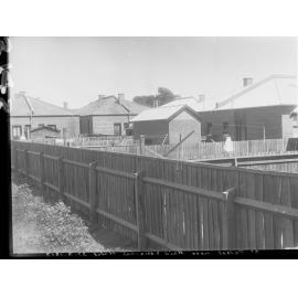 Back yards of row of houses at St Peters, South Australia, near Maid and Magpie Hotel
