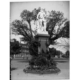 Statue of John McDouall Stuart decorated for Adelaide centenary